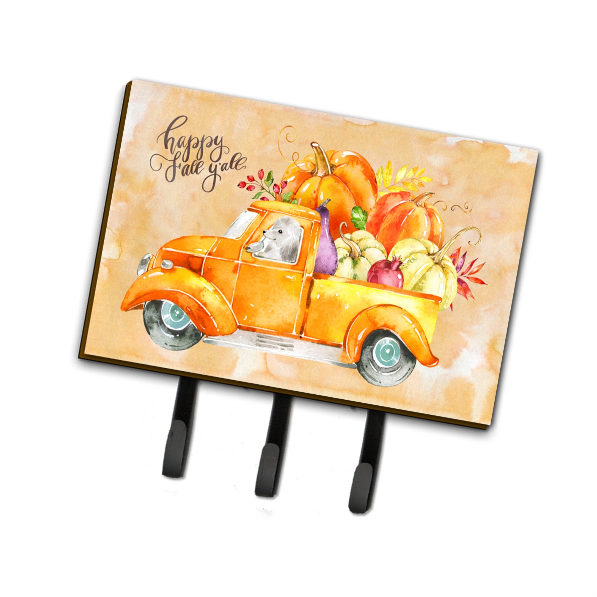 Caroline'S Treasures Fall Harvest White Poodle Leash Or Key Holder Hooks