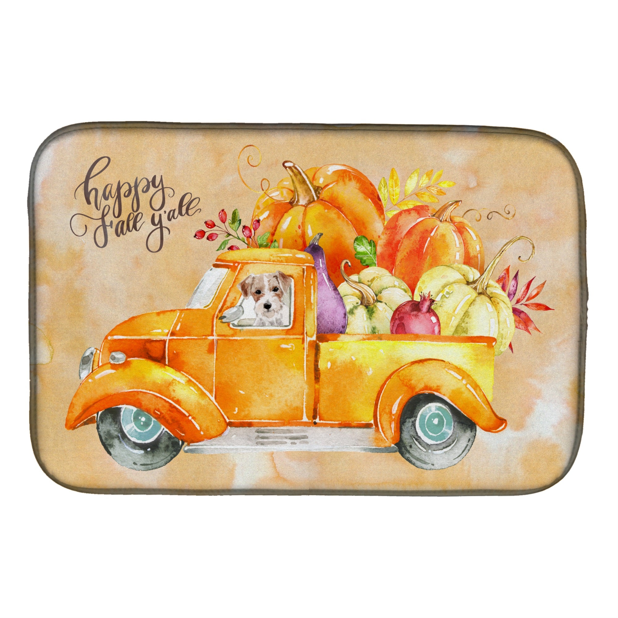 Caroline'S Treasures Ck2679Ddm Fall Harvest Jack Russell Terrier Dish-Drying-Mats, 14X21, Multicolor