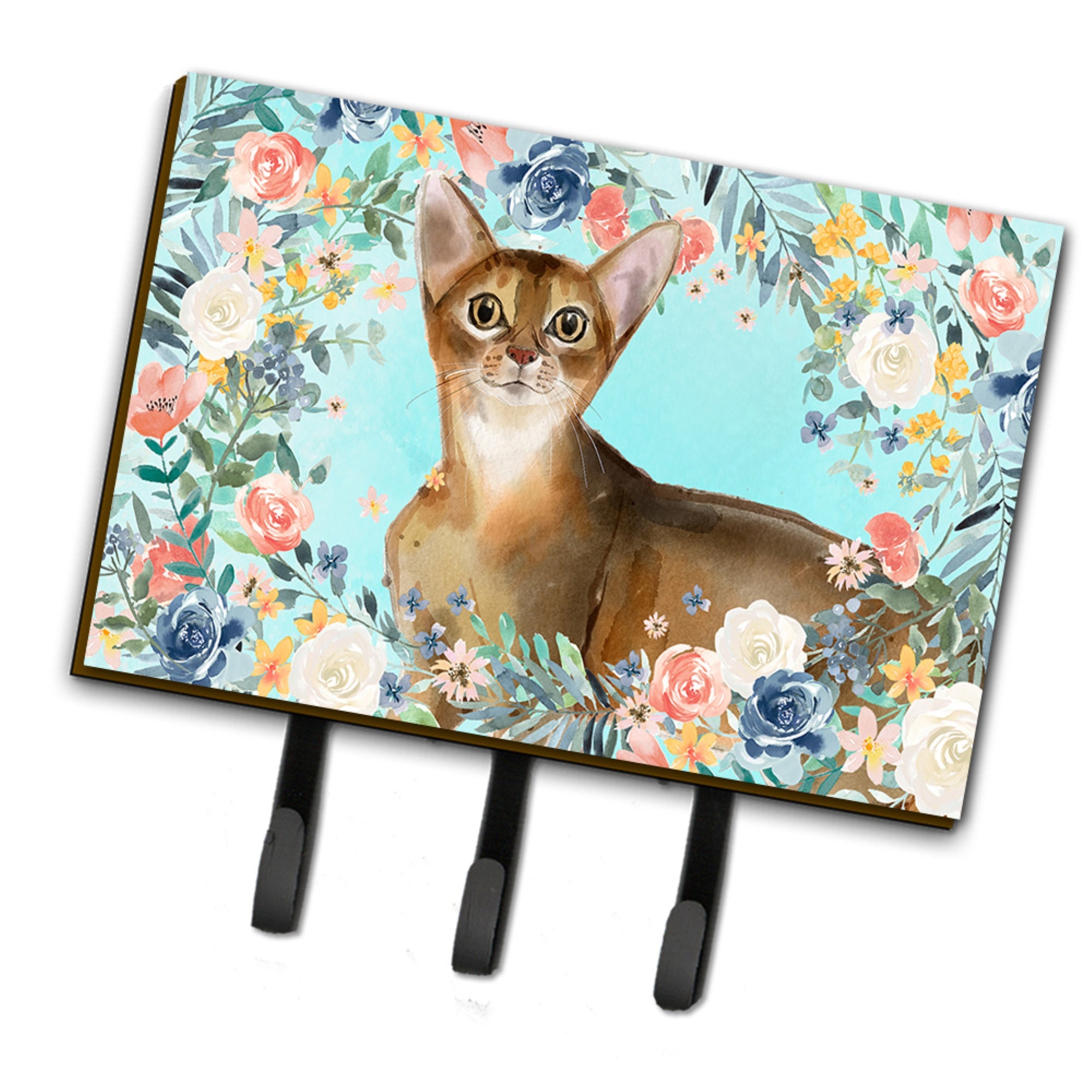 Caroline'S Treasures Abyssinian Spring Flowers Leash Or Key Holder Hooks, Multicolor