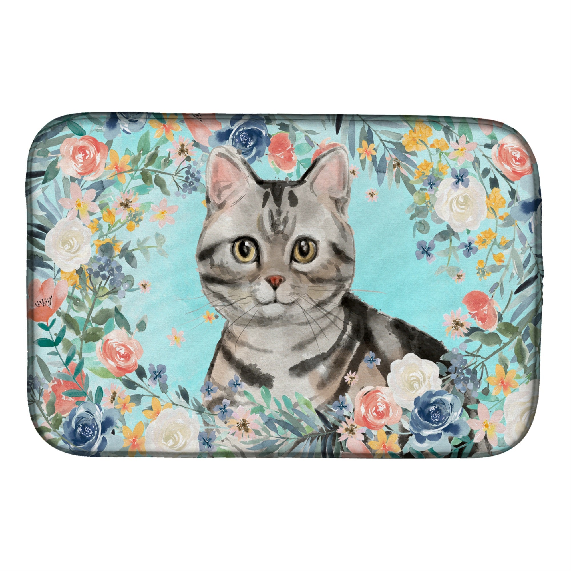 Caroline'S Treasures Ck3388Ddm American Shorthair Spring Flowers Dish-Drying-Mats, 14 X 21, Multicolor