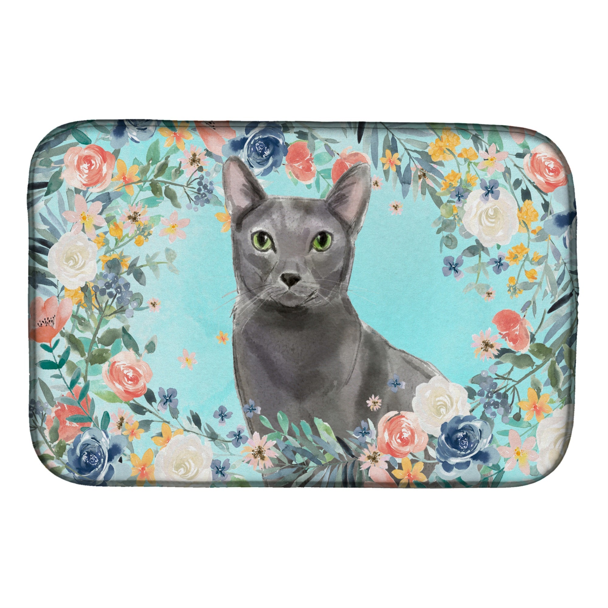 Caroline'S Treasures Ck3390Ddm Blue Russian Spring Flowers Dish-Drying-Mats, 14 X 21, Multicolor