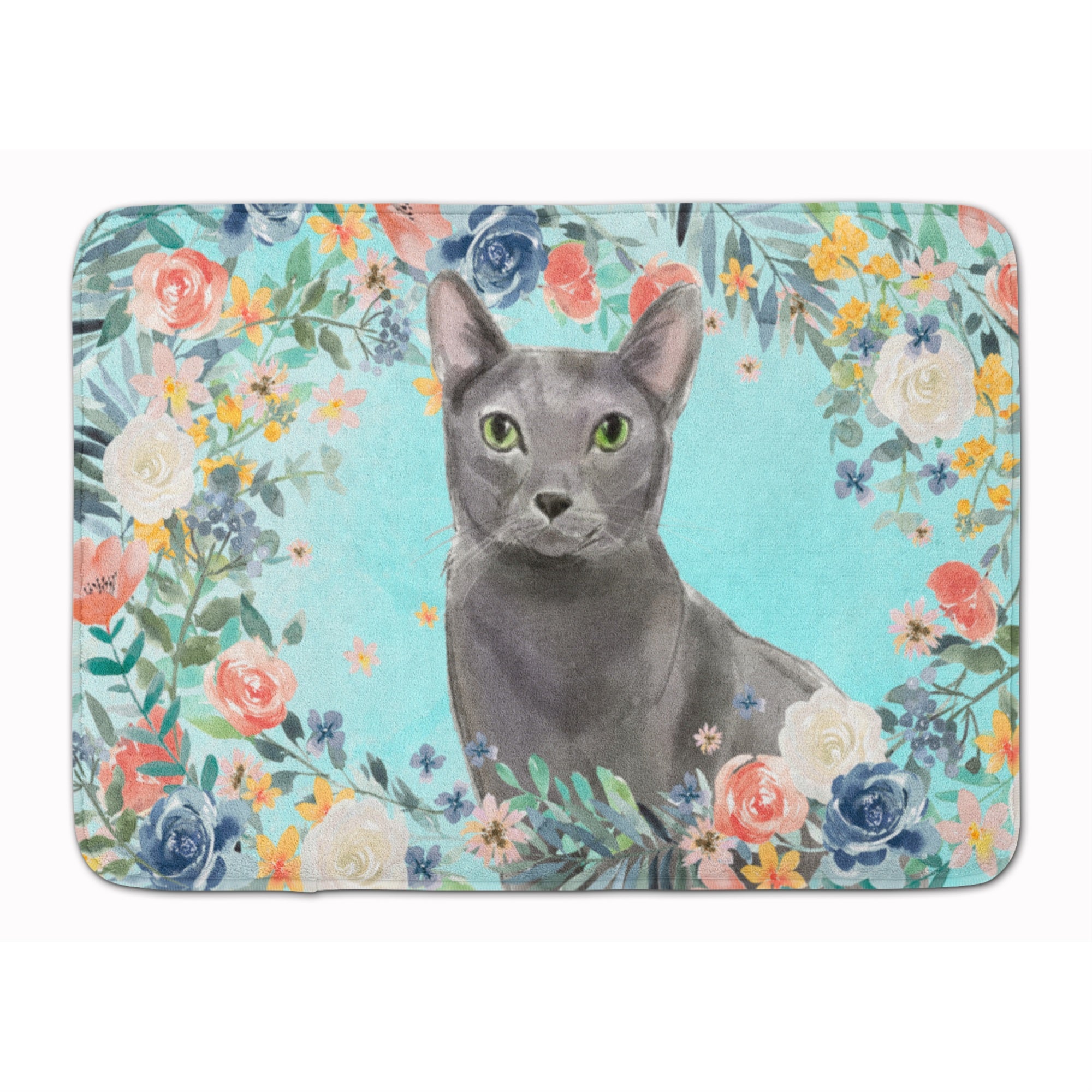 Caroline'S Treasures Blue Russian Spring Flowers Machine Washable Memory Foam Mat Doormats, Multicolor