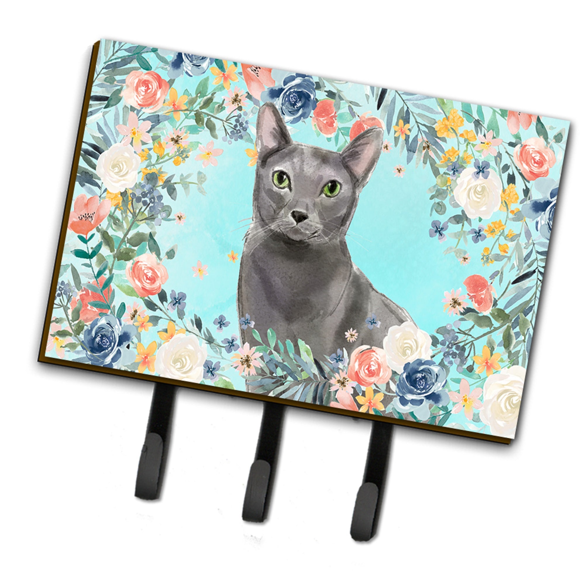 Caroline'S Treasures Blue Russian Spring Flowers Leash Or Key Holder Hooks, Multicolor