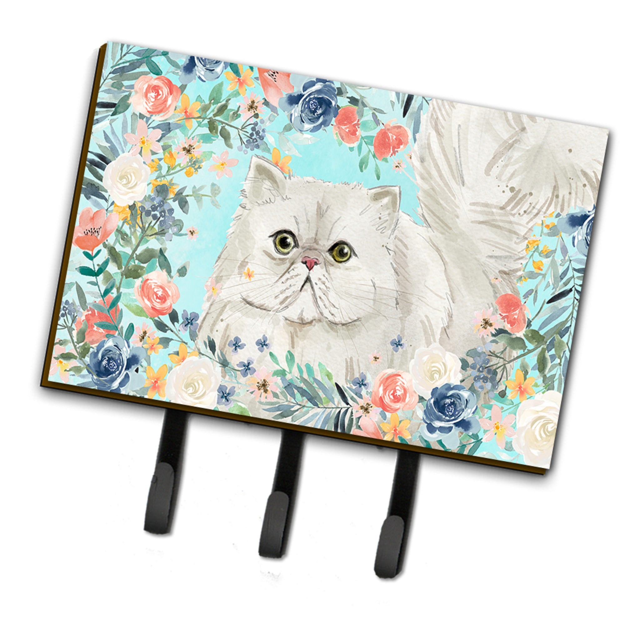 Caroline'S Treasures Persian Spring Flowers Leash Or Key Holder Hooks, Multicolor