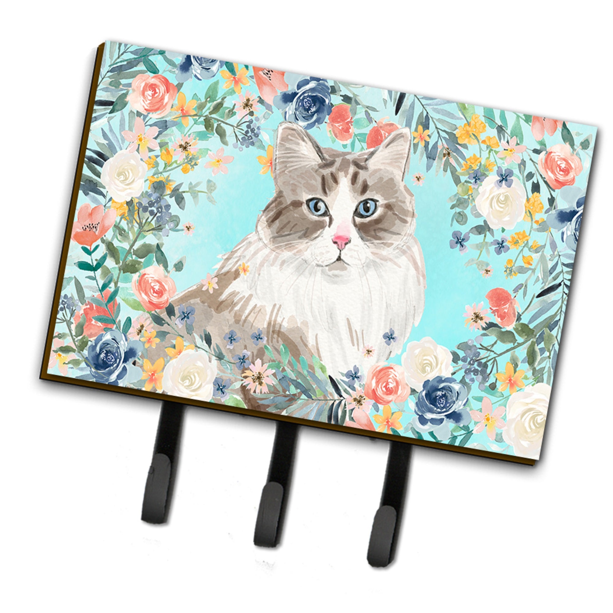 Caroline'S Treasures Siberian Spring Flowers Leash Or Key Holder Hooks, Multicolor