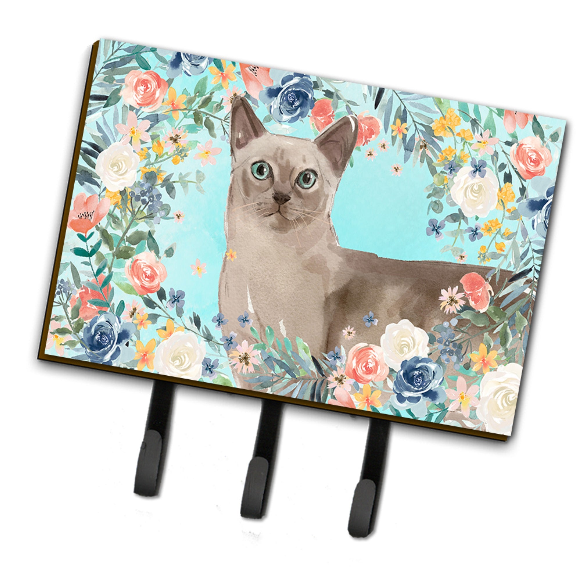 Caroline'S Treasures Tonkinese Spring Flowers Leash Or Key Holder Hooks, Multicolor