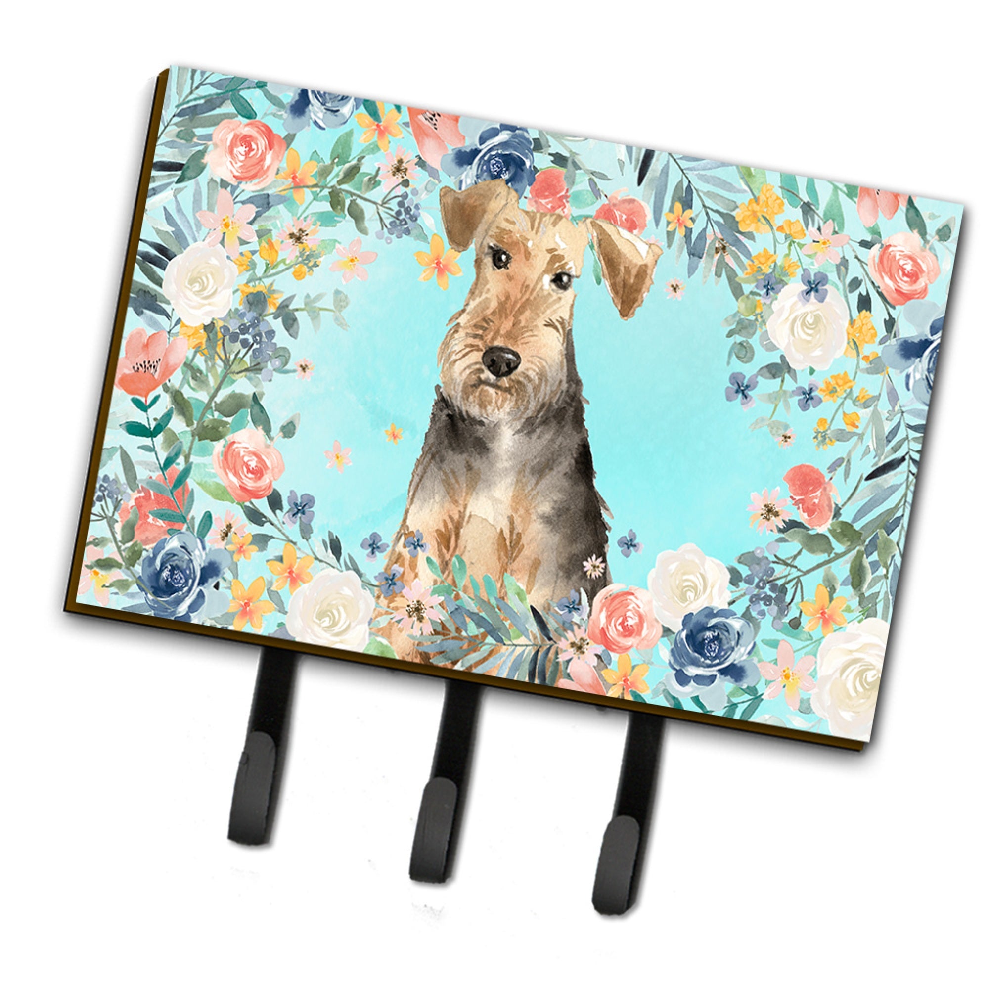 Caroline'S Treasures Airedale Terrier Leash Or Key Holder Hooks, Multicolor
