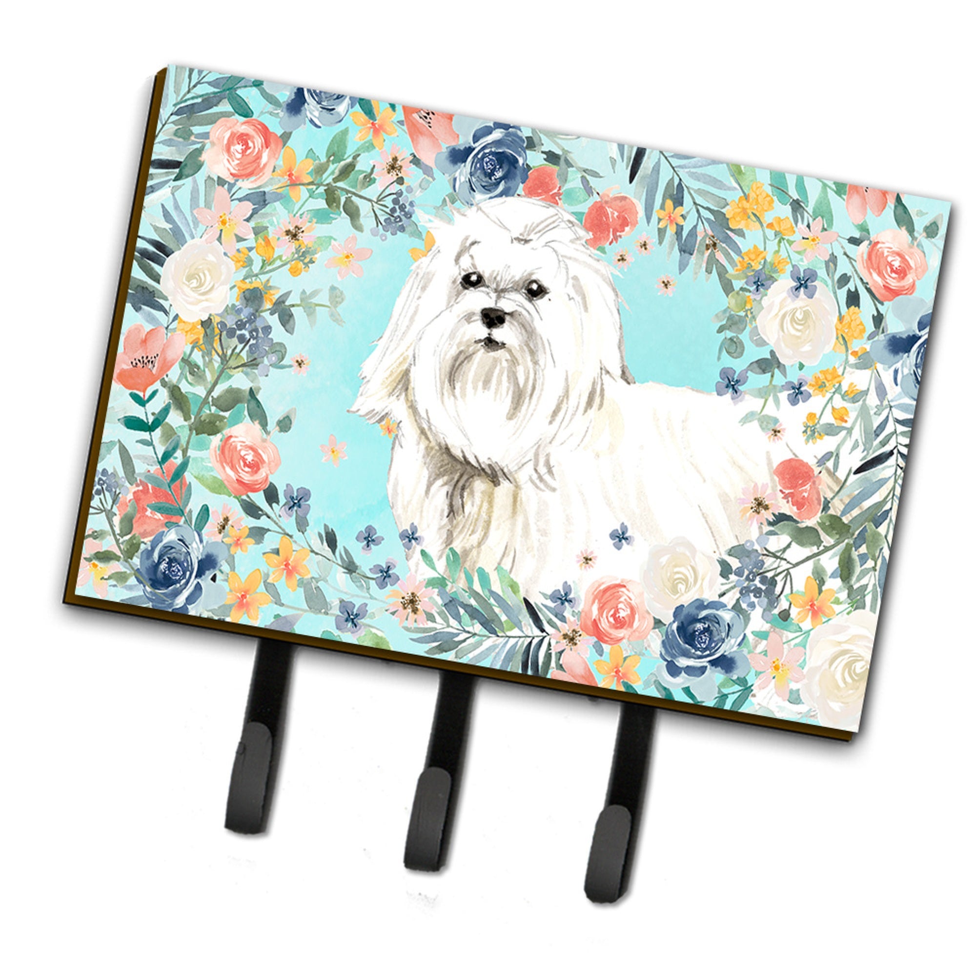 Caroline'S Treasures Maltese Leash Or Key Holder Hooks, Multicolor