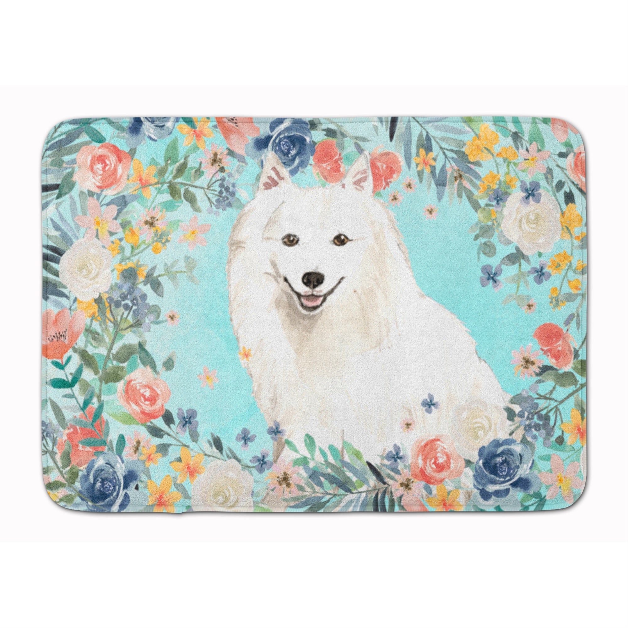 Caroline'S Treasures Japanese Spitz Machine Washable Memory Foam Mat Doormats, Multicolor