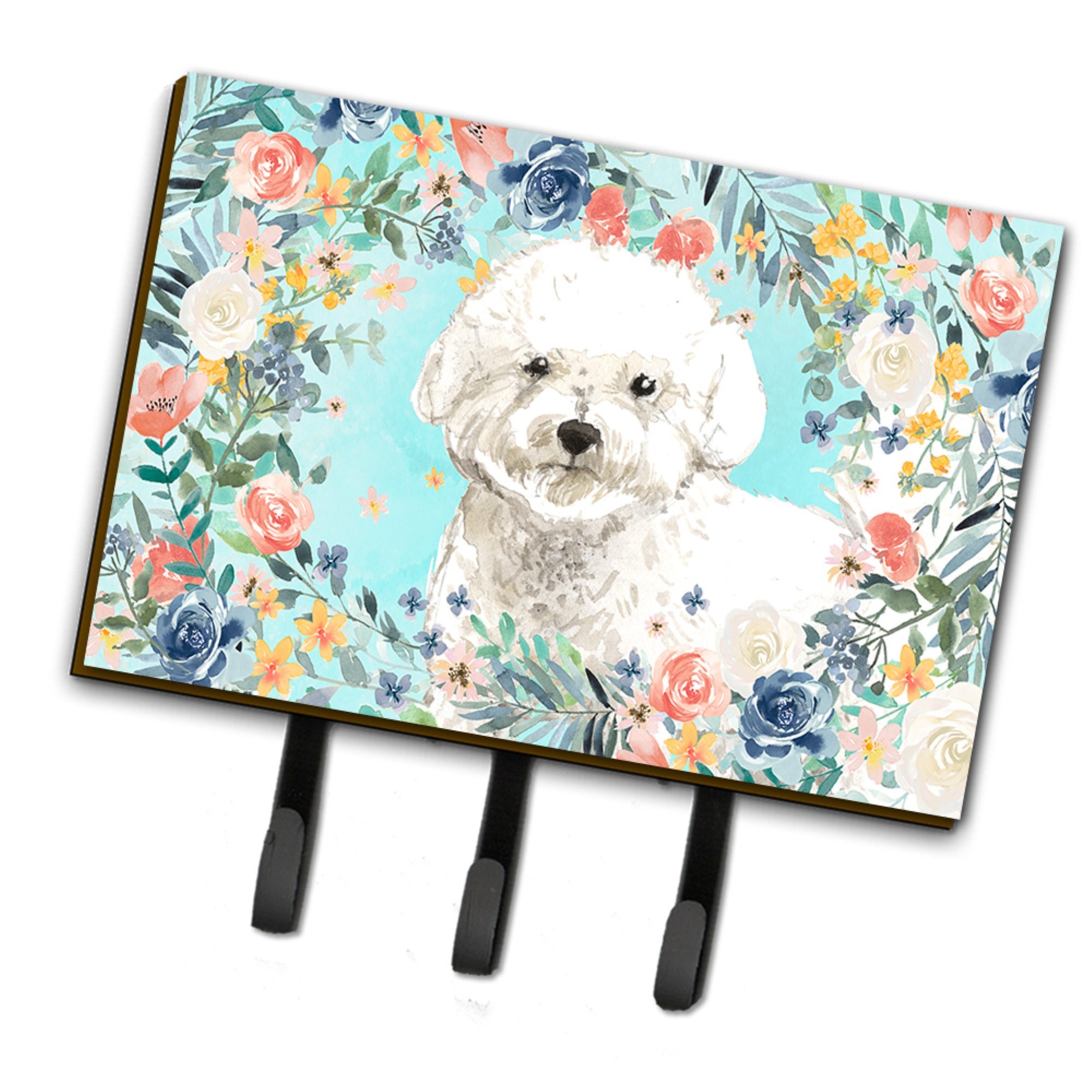 Caroline'S Treasures Bichon Frise Leash Or Key Holder Hooks, Multicolor