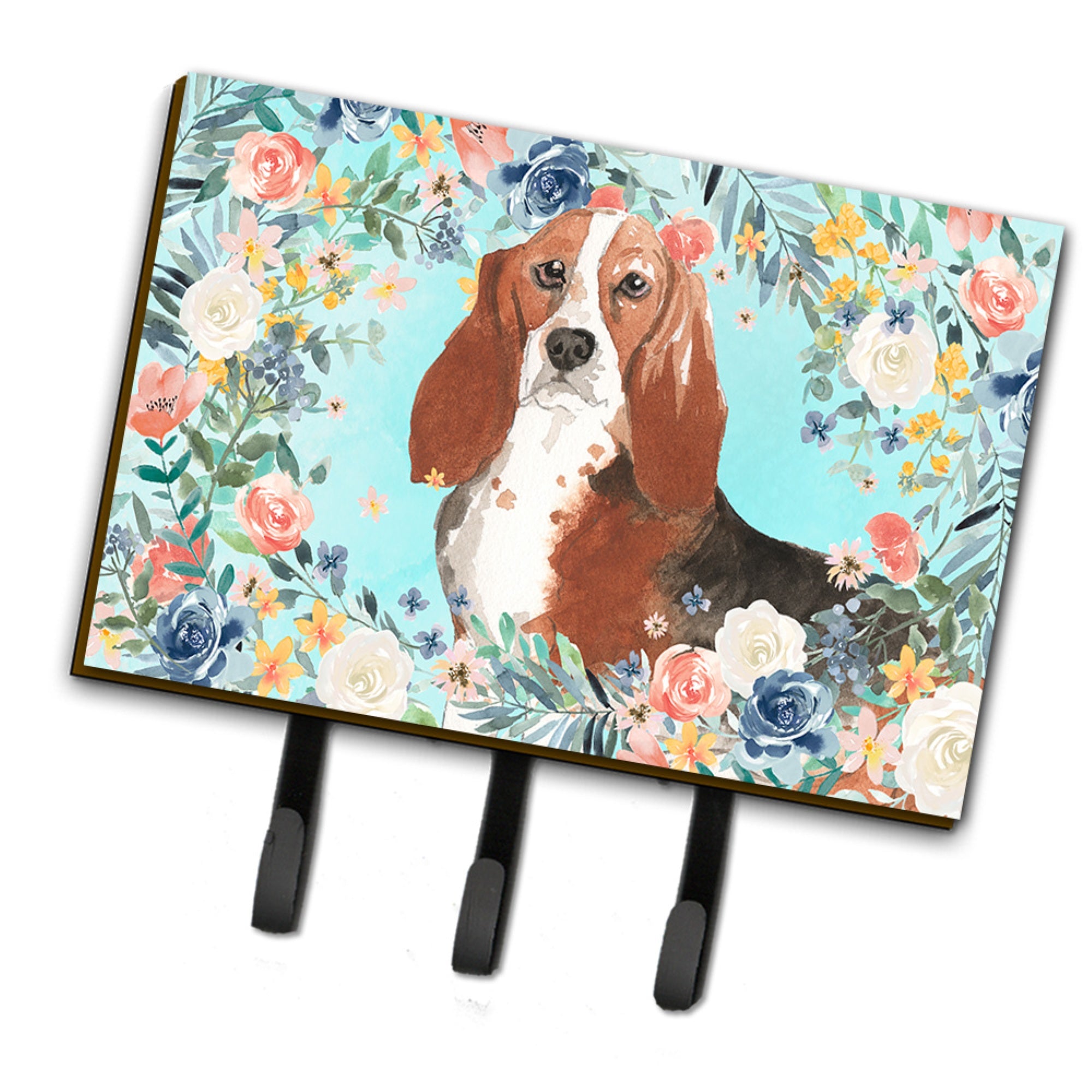 Caroline'S Treasures Basset Hound Leash Or Key Holder Hooks, Multicolor