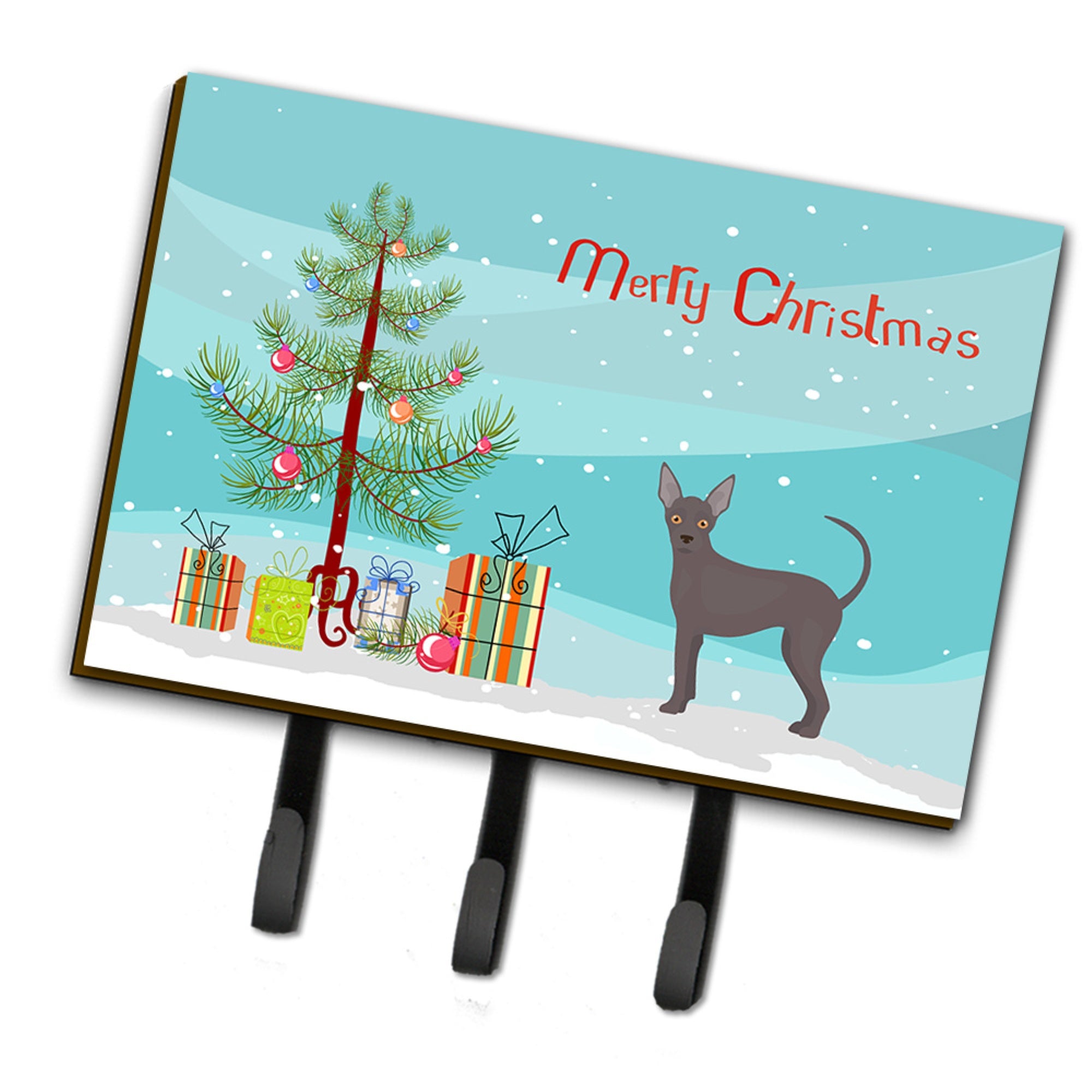 Caroline'S Treasures Abyssinian Or African Hairless Dog Christmas Tree Leash Or Key Holder Hooks, Multicolor