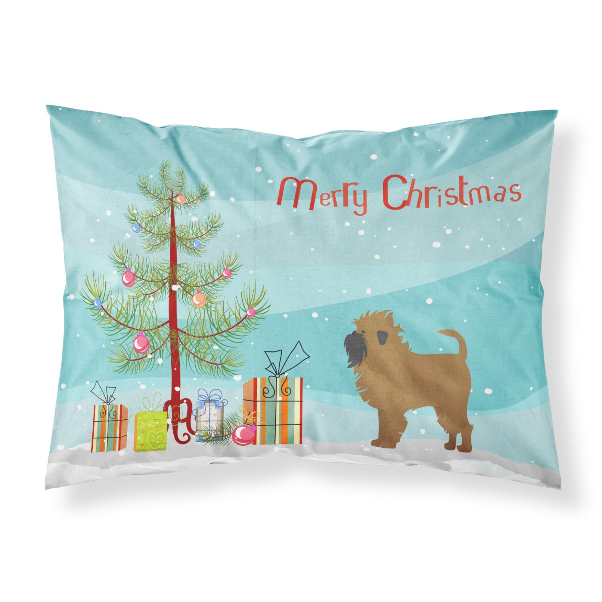 Caroline'S Treasures Tan Affenpinscher Christmas Tree Fabric Standard Pillowcases, Multicolor