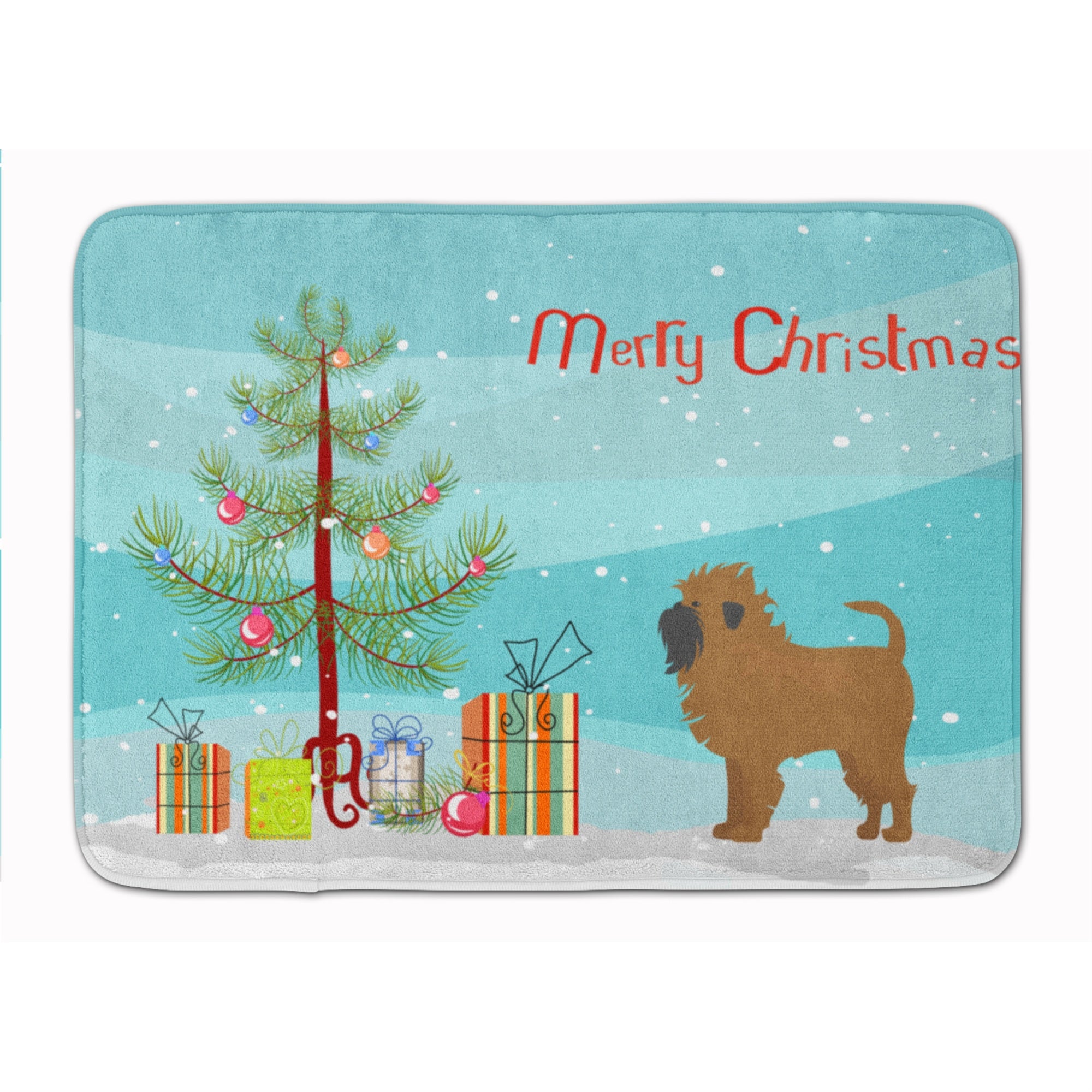 Caroline'S Treasures Tan Affenpinscher Christmas Tree Machine Washable Memory Foam Mat Doormats, Multicolor