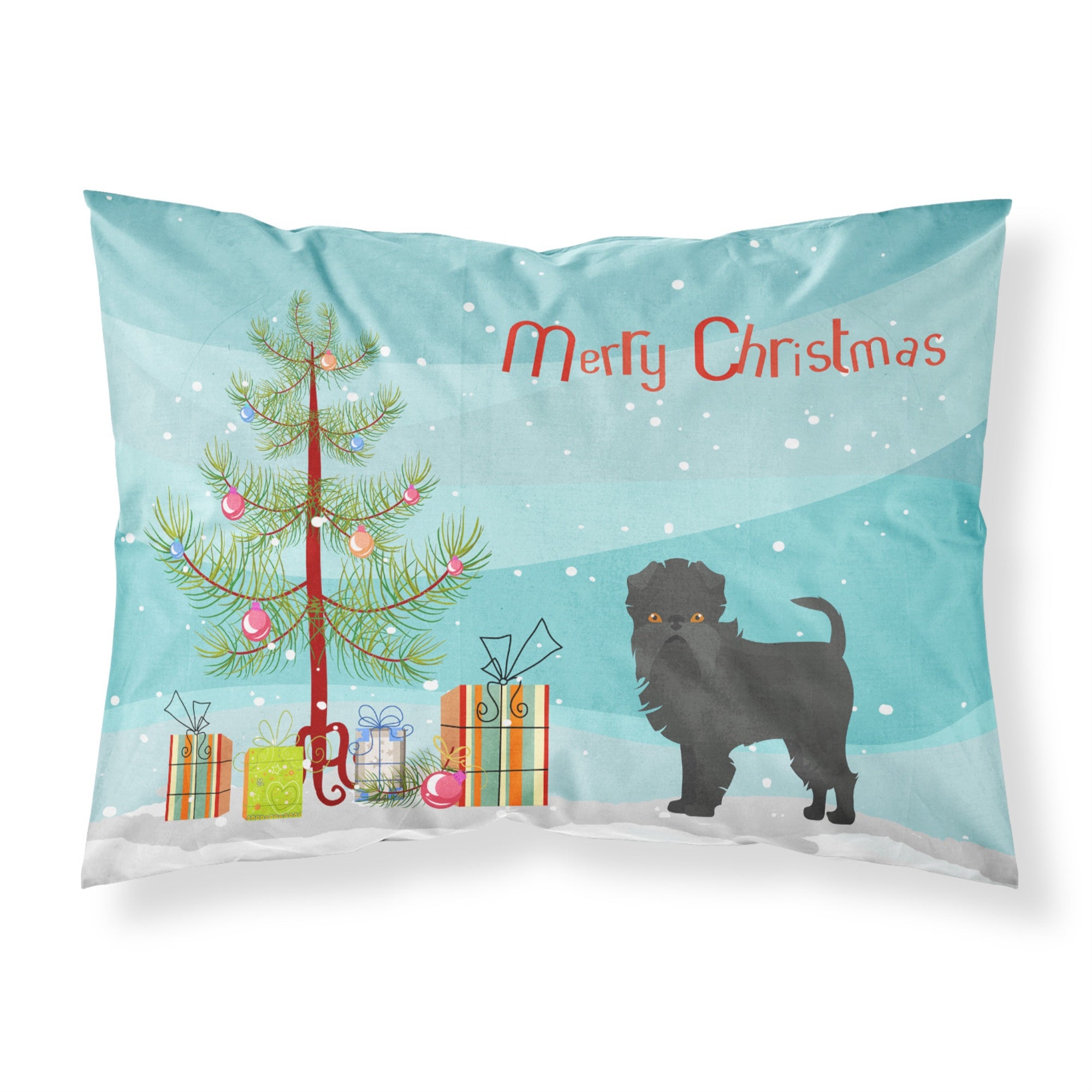 Caroline'S Treasures Affenpinscher Christmas Tree Fabric Standard Pillowcases, Multicolor