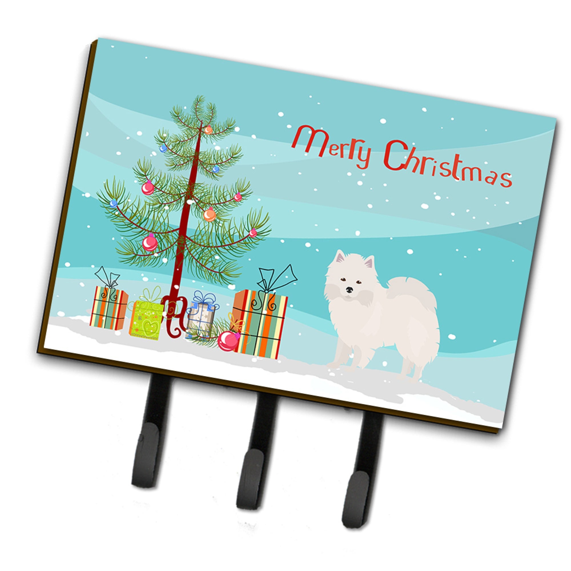 Caroline'S Treasures American Eskimo Christmas Tree Leash Or Key Holder Hooks, Multicolor
