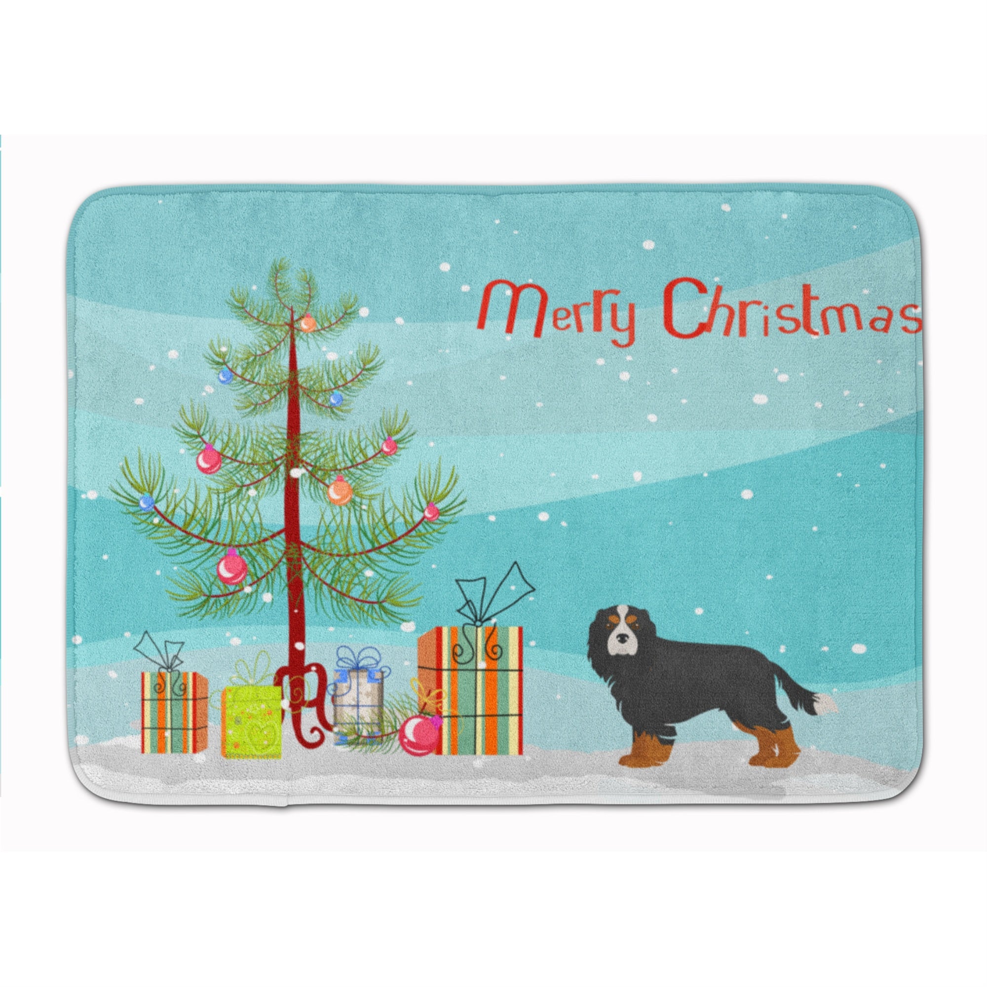 Caroline'S Treasures Cavalier King Charles Spaniel Tricolor Christmas Tree Machine Washable Memory Foam Mat Doormats, Multicol