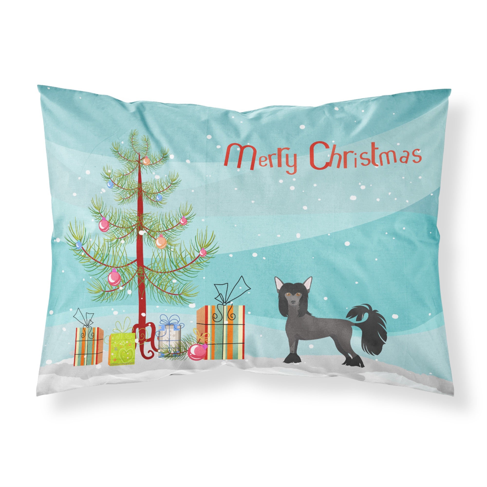 Caroline'S Treasures Chinese Crested Christmas Tree Fabric Standard Pillowcases, Multicolor
