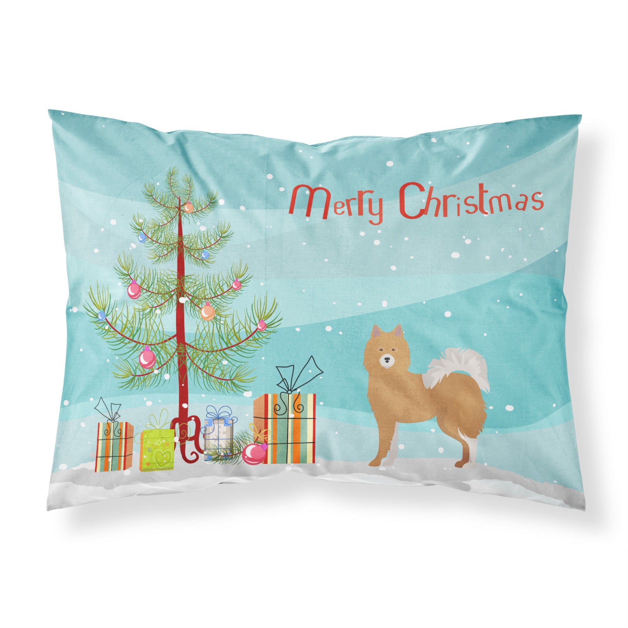 Caroline'S Treasures Brown & White Elo Dog Christmas Tree Fabric Standard Pillowcases, Multicolor