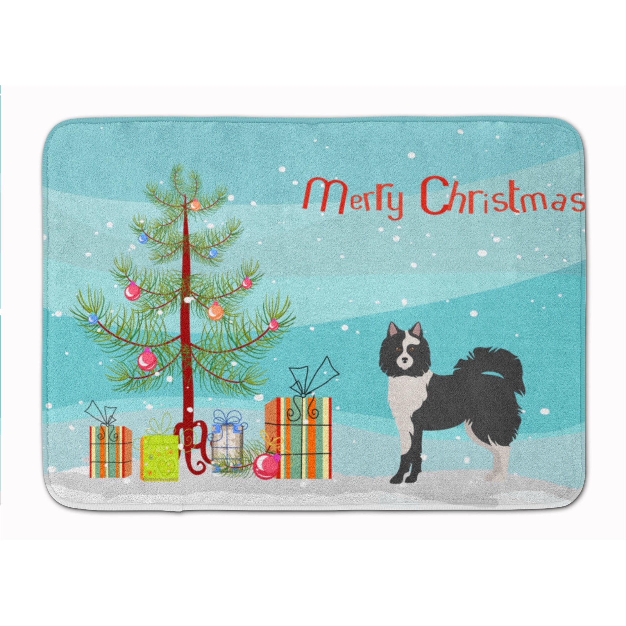 Caroline'S Treasures Black And White Elo Dog Christmas Tree Machine Washable Memory Foam Mat Doormats, Multicolor