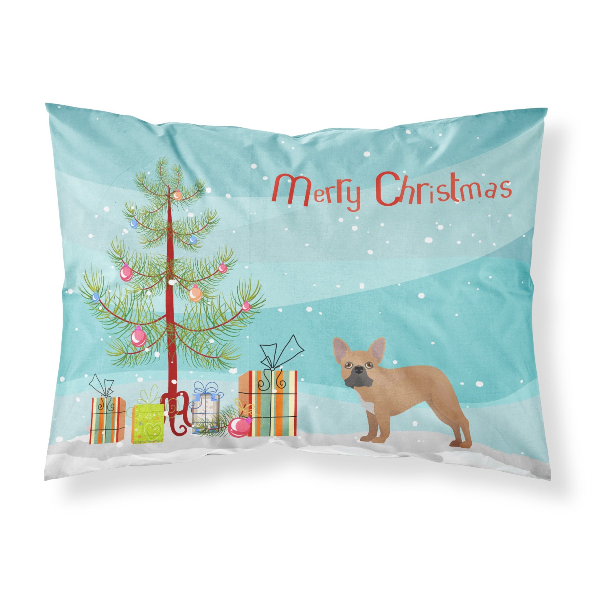 Caroline'S Treasures French Bulldog Christmas Tree Fabric Standard Pillowcases, Multicolor