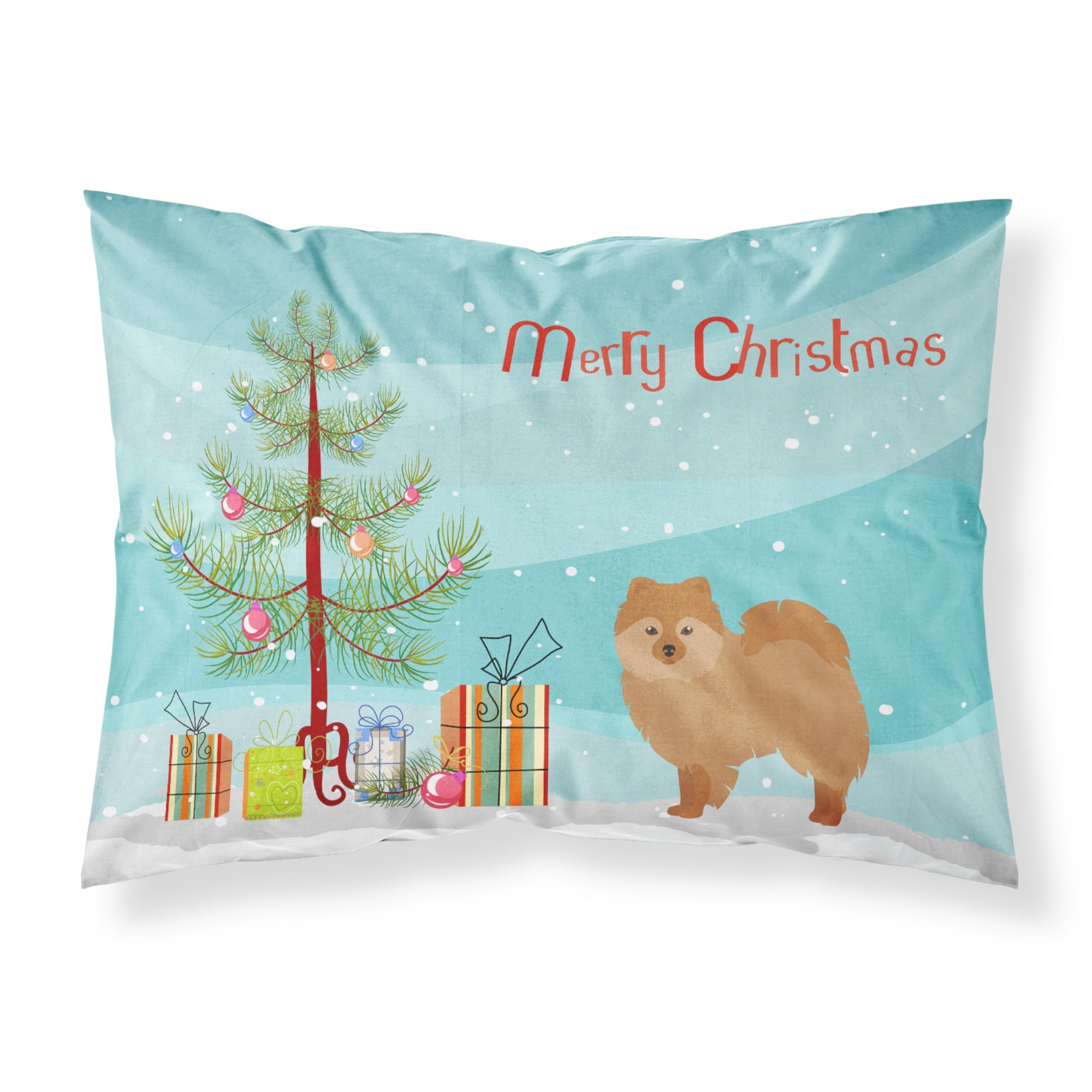 Caroline'S Treasures German Spitz Christmas Tree Fabric Standard Pillowcases, Multicolor
