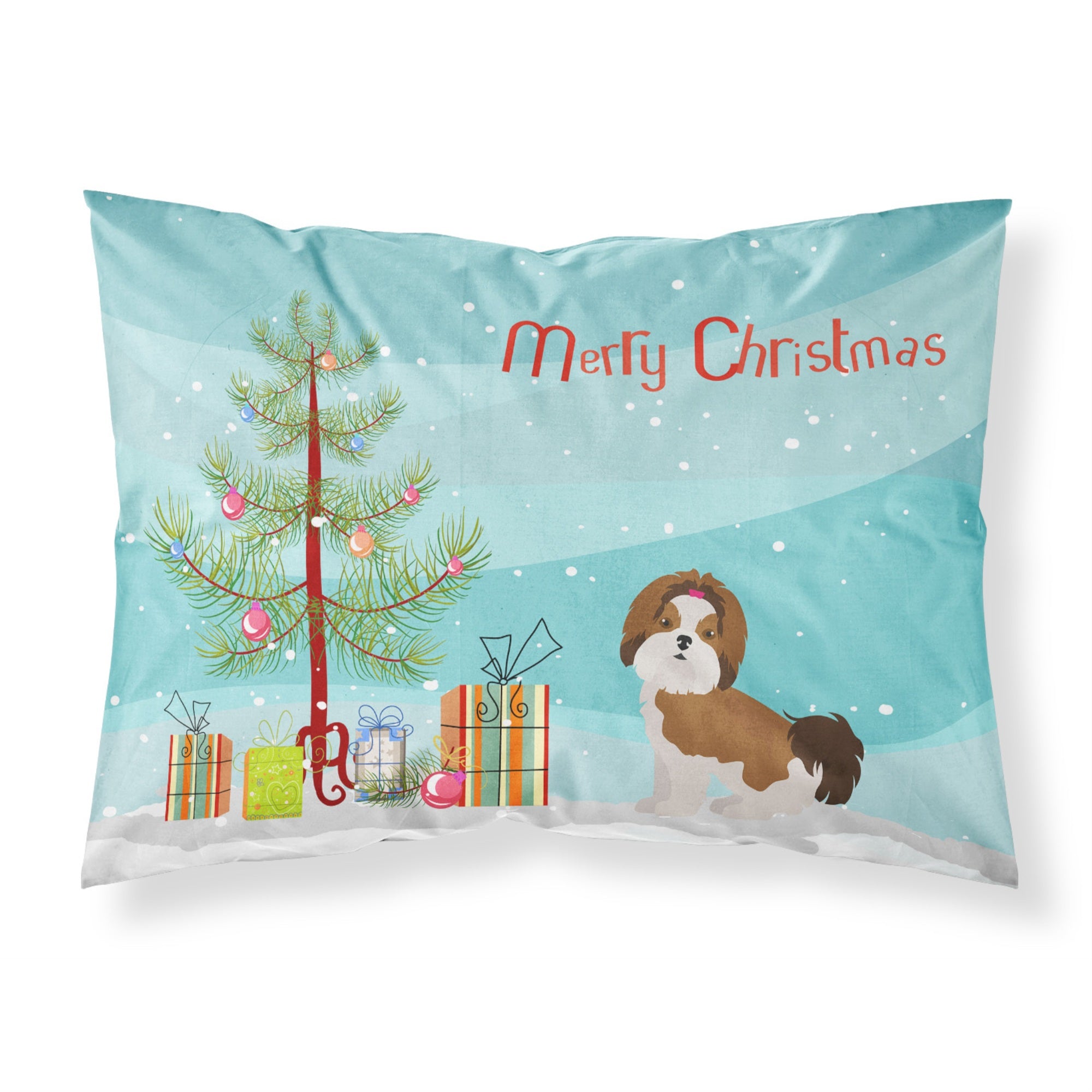Caroline'S Treasures Imperial Shih Tzu Christmas Tree Fabric Standard Pillowcases, Multicolor