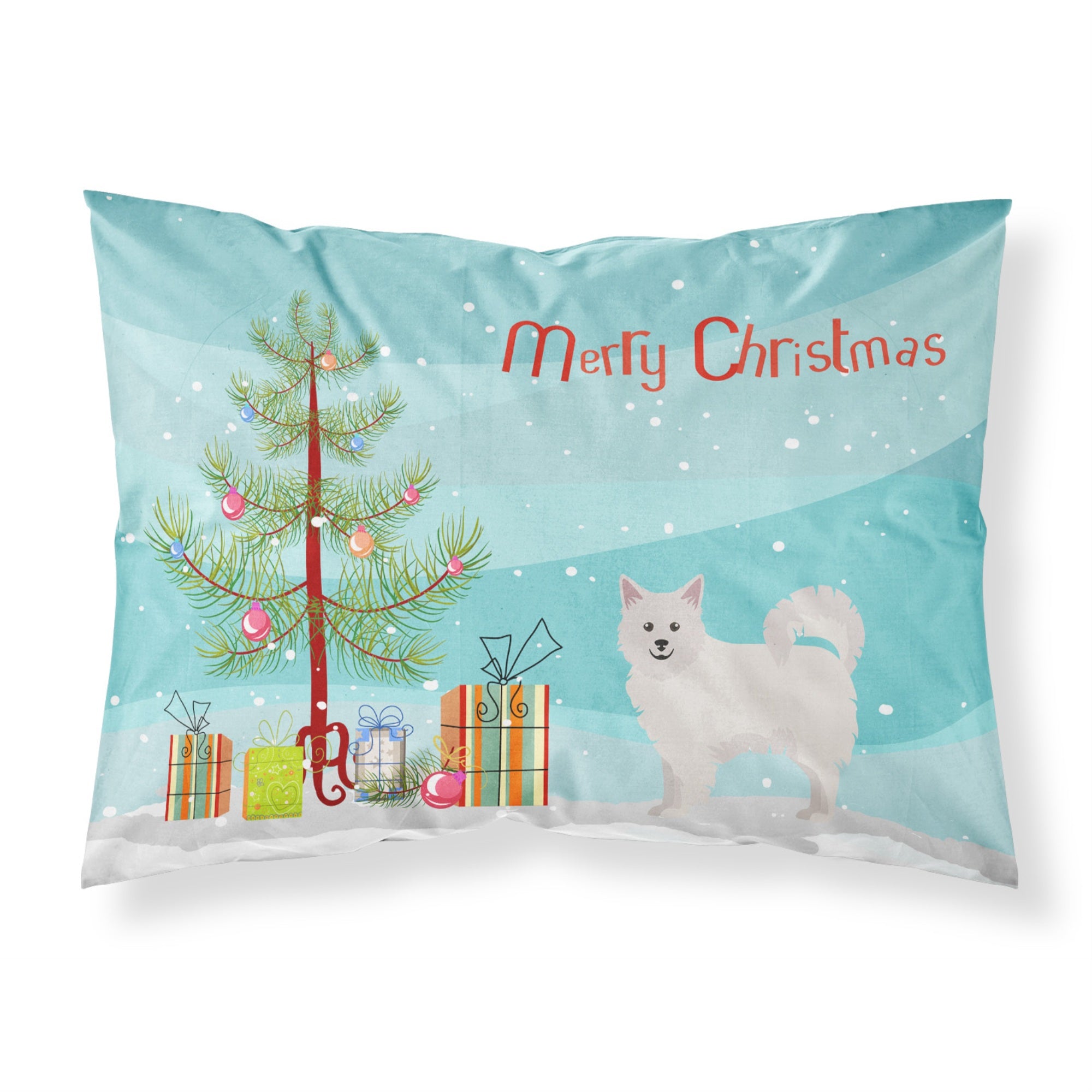Caroline'S Treasures Italian Spitz Christmas Tree Fabric Standard Pillowcases, Multicolor