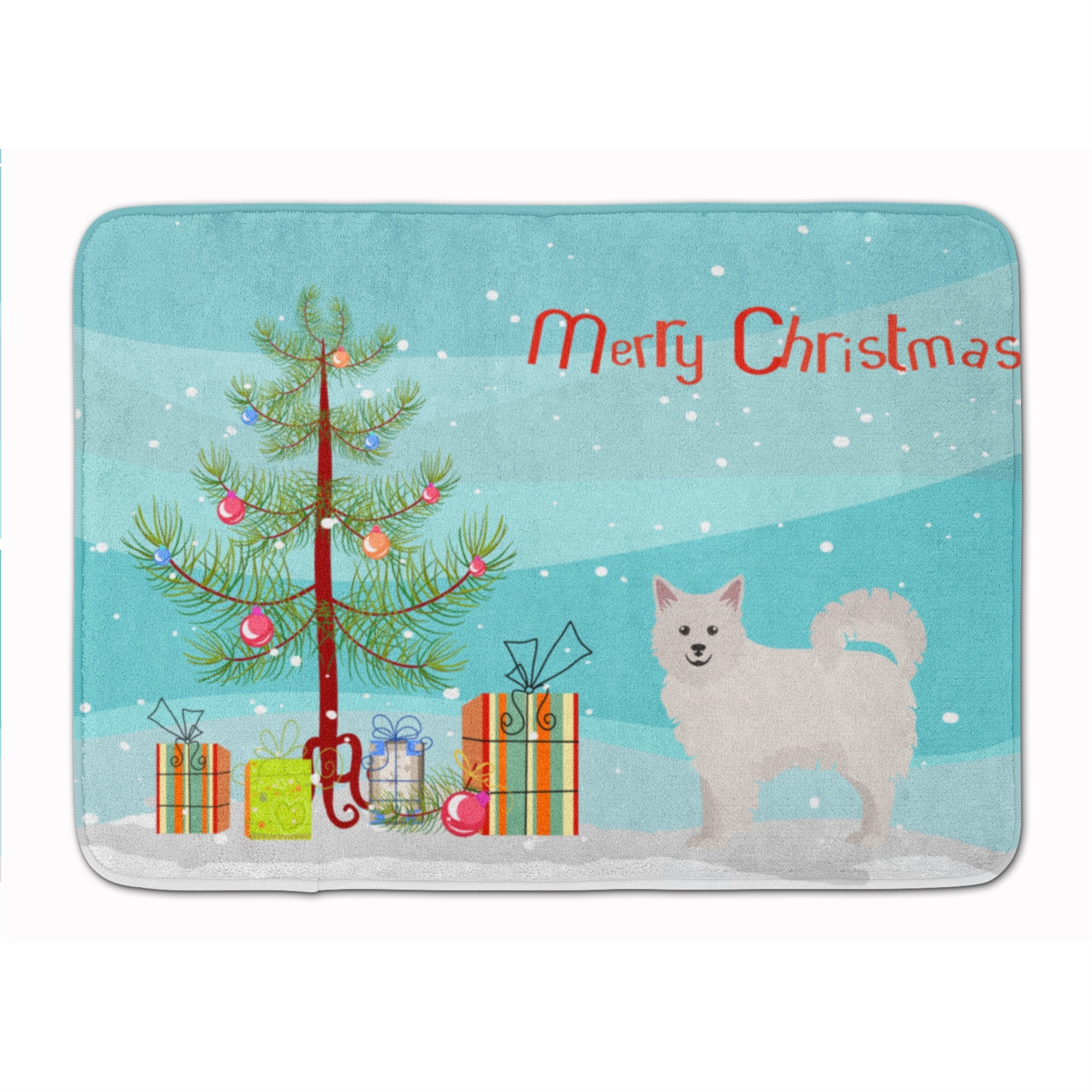Caroline'S Treasures Italian Spitz Christmas Tree Machine Washable Memory Foam Mat Doormats, Multicolor