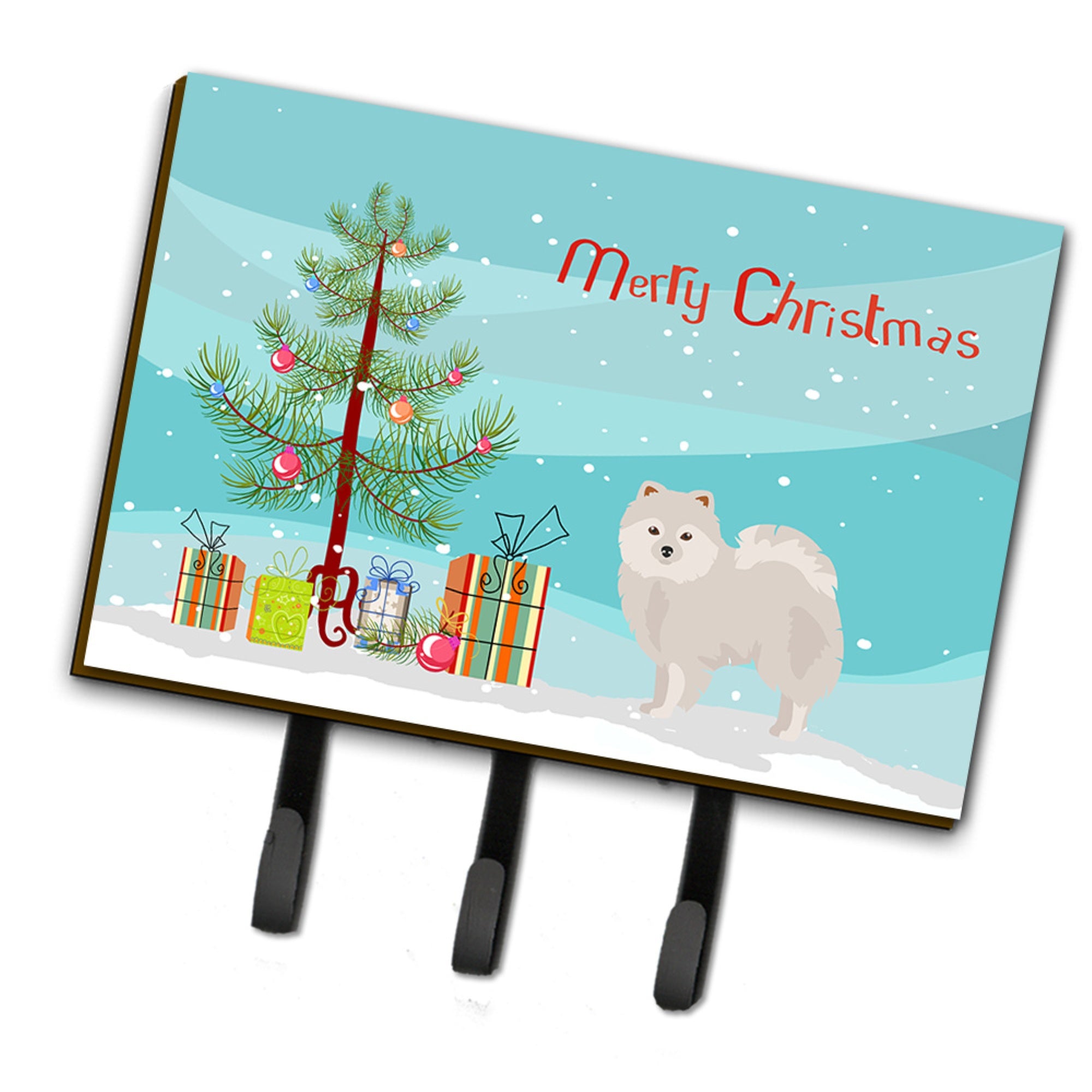 Caroline'S Treasures Japanese Spitz Christmas Tree Leash Or Key Holder Hooks, Multicolor