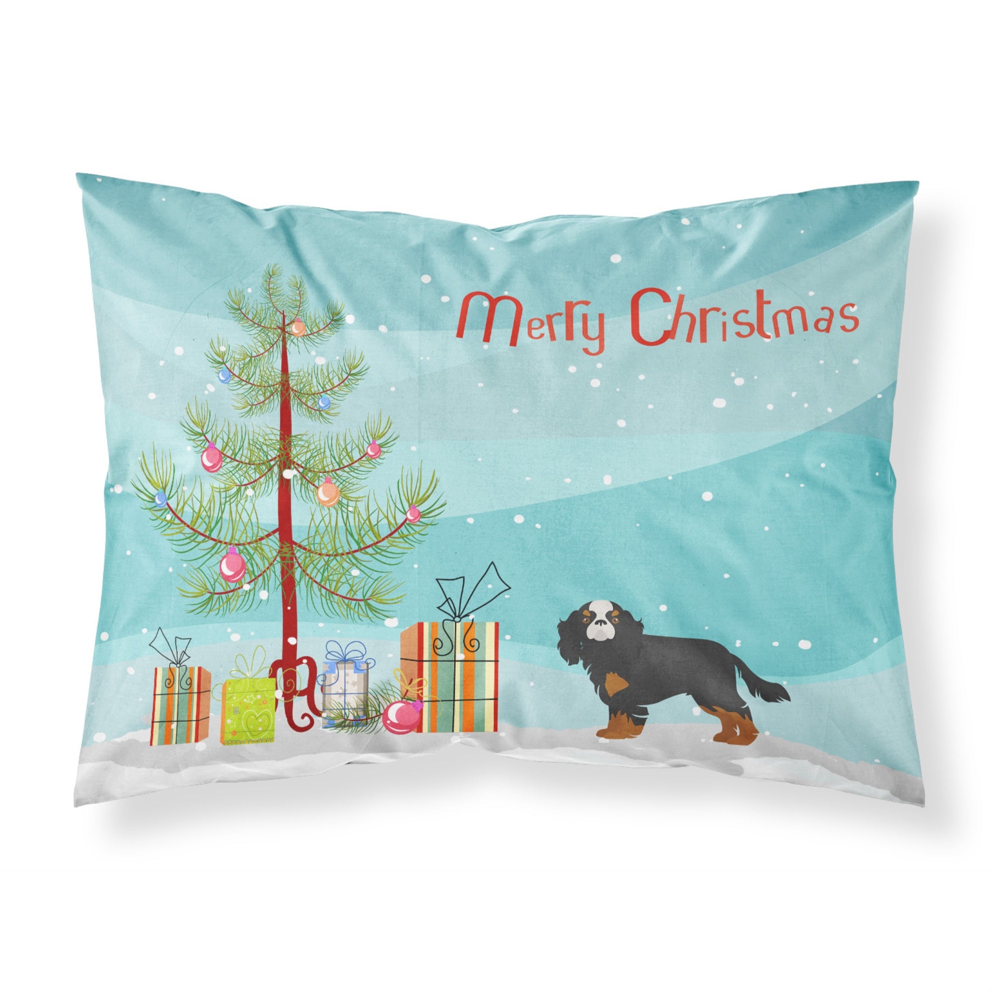 Caroline'S Treasures Cavalier King Charles Spaniel Christmas Tree Fabric Standard Pillowcases, Multicolor