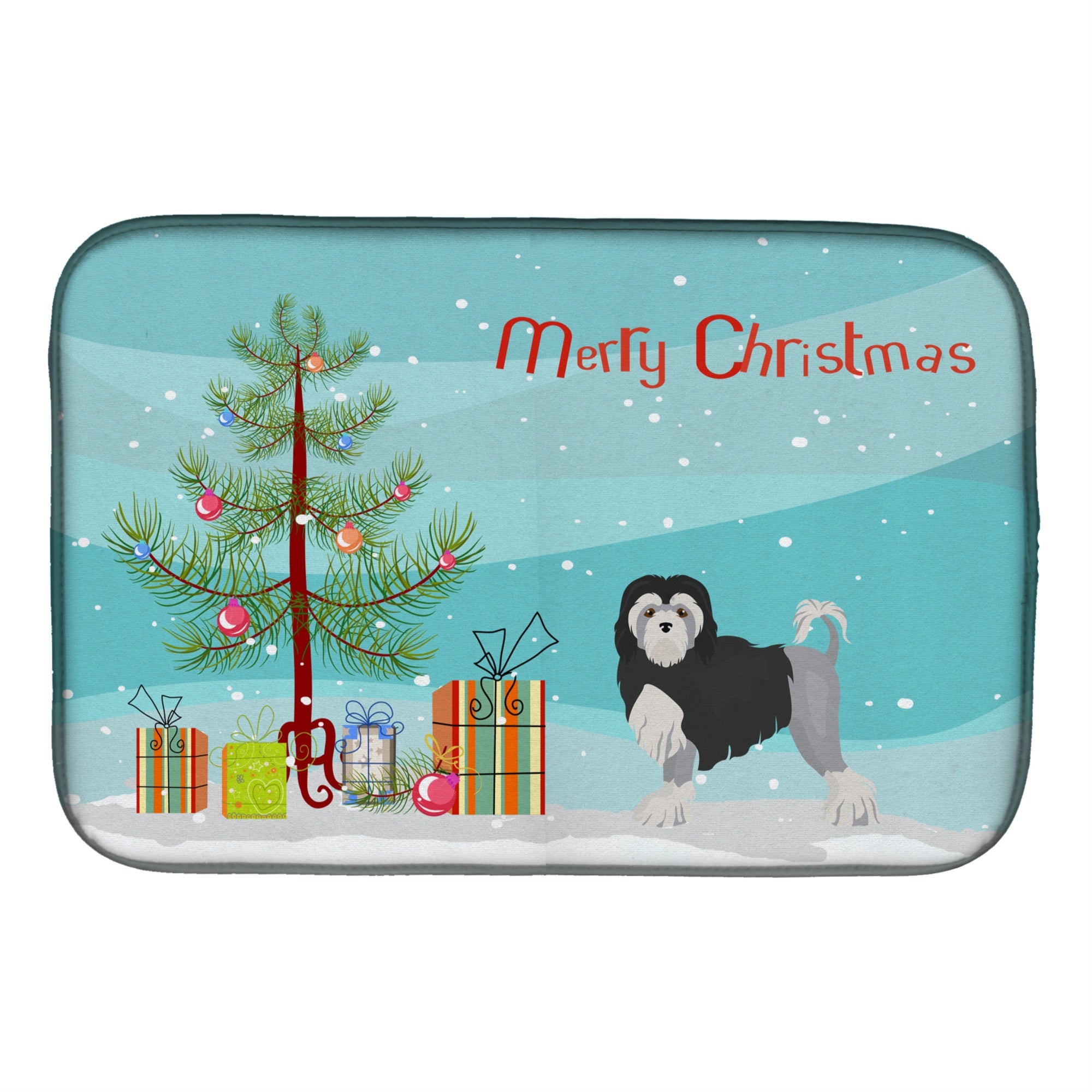 Caroline'S Treasures Lowchen Or Little Lion Dog Christmas Tree Dish-Drying-Mats, 14 X 21, Multicolor