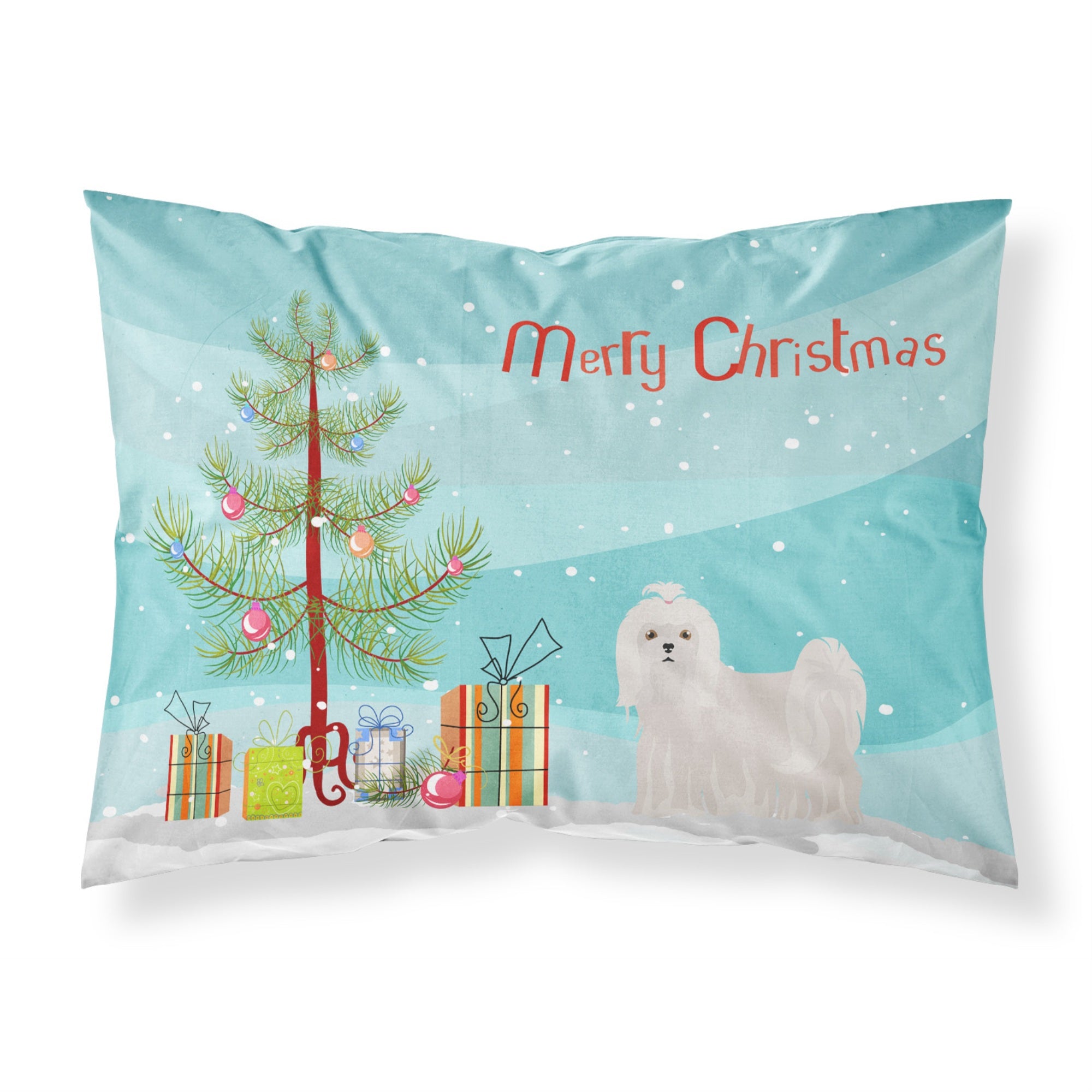 Caroline'S Treasures Maltese Christmas Tree Fabric Standard Pillowcases, Multicolor