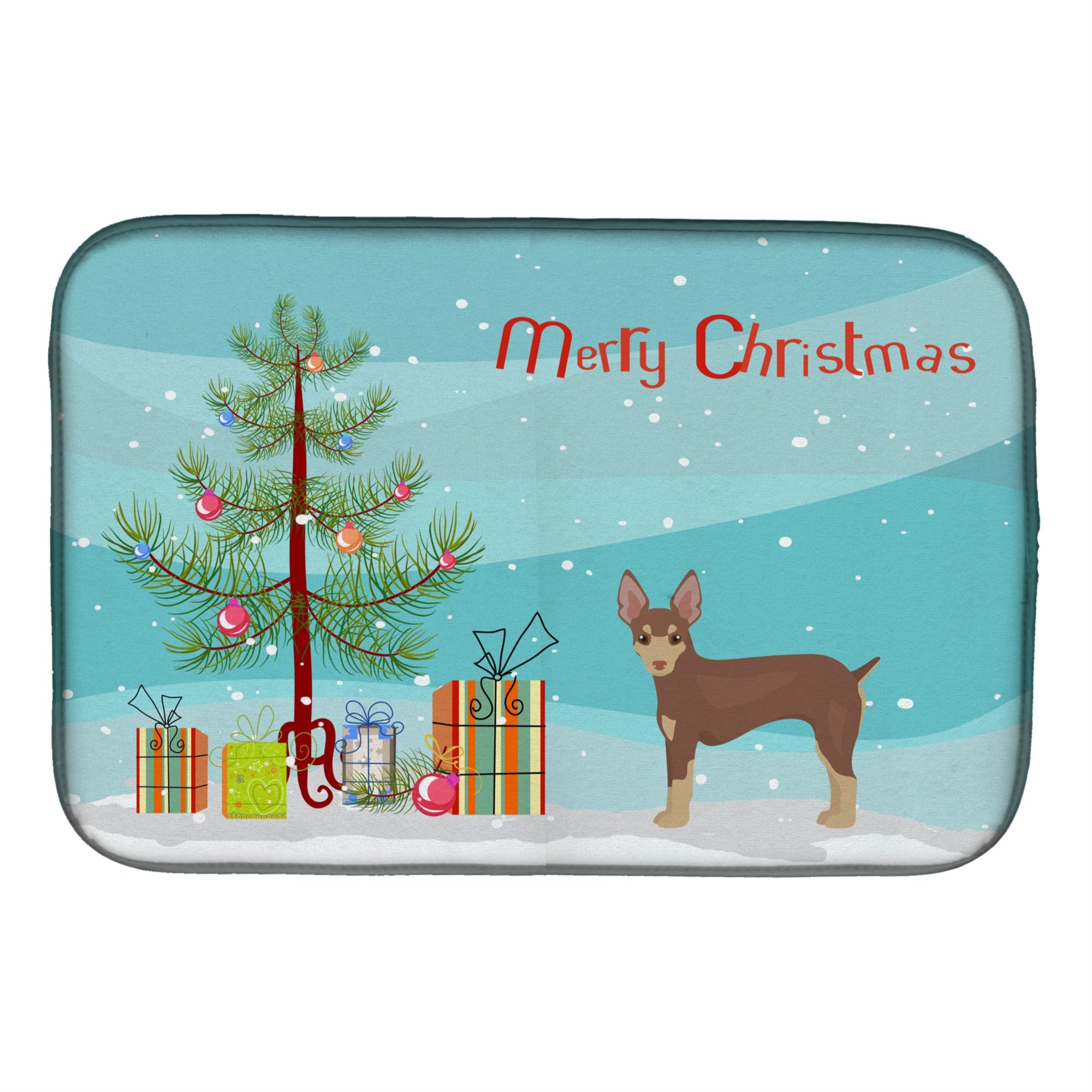 Caroline'S Treasures Ck3474Ddm Miniature Fox Terrier Christmas Tree Dish-Drying-Mats, 14 X 21, Multicolor