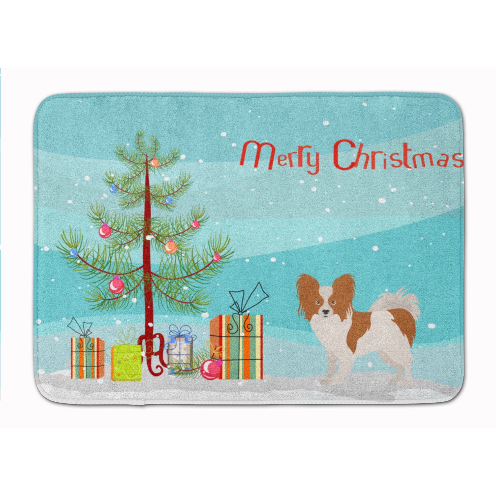 Caroline'S Treasures Papillon Christmas Tree Machine Washable Memory Foam Mat Doormats, Multicolor