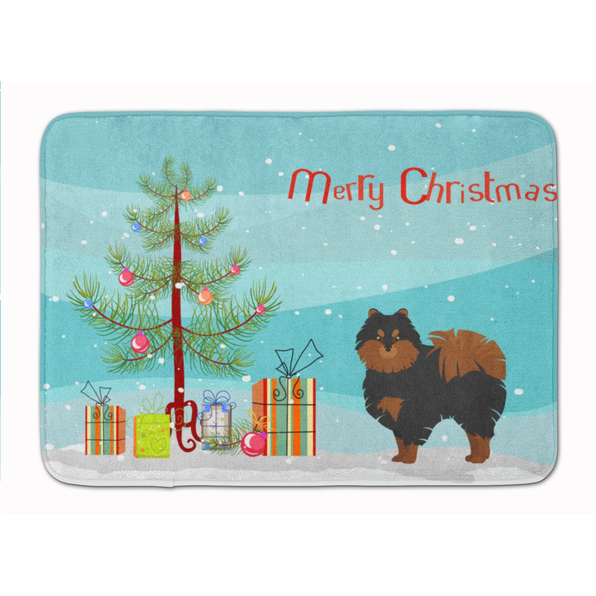 Caroline'S Treasures Pomeranian Christmas Tree Machine Washable Memory Foam Mat Doormats, Multicolor