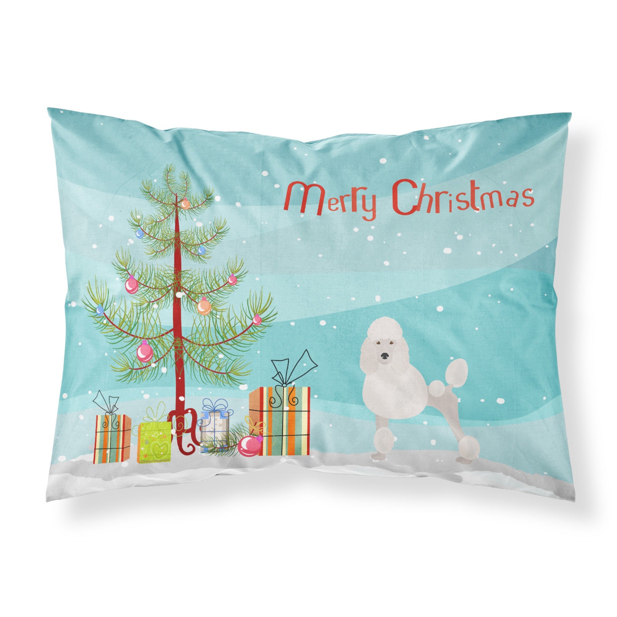 Caroline'S Treasures Miniature Poodle Christmas Tree Fabric Standard Pillowcases, Multicolor