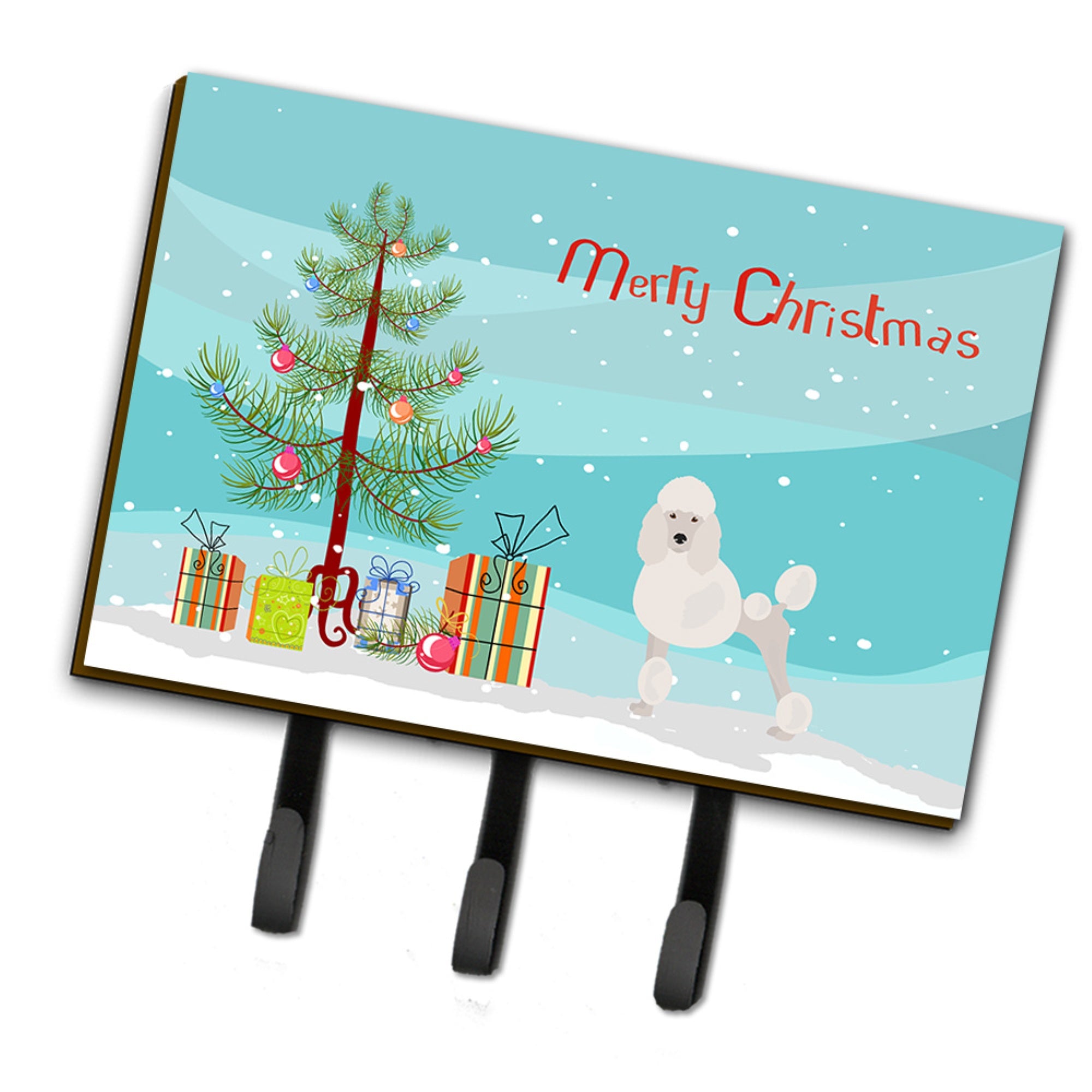 Caroline'S Treasures Miniature Poodle Christmas Tree Leash Or Key Holder Hooks, Multicolor