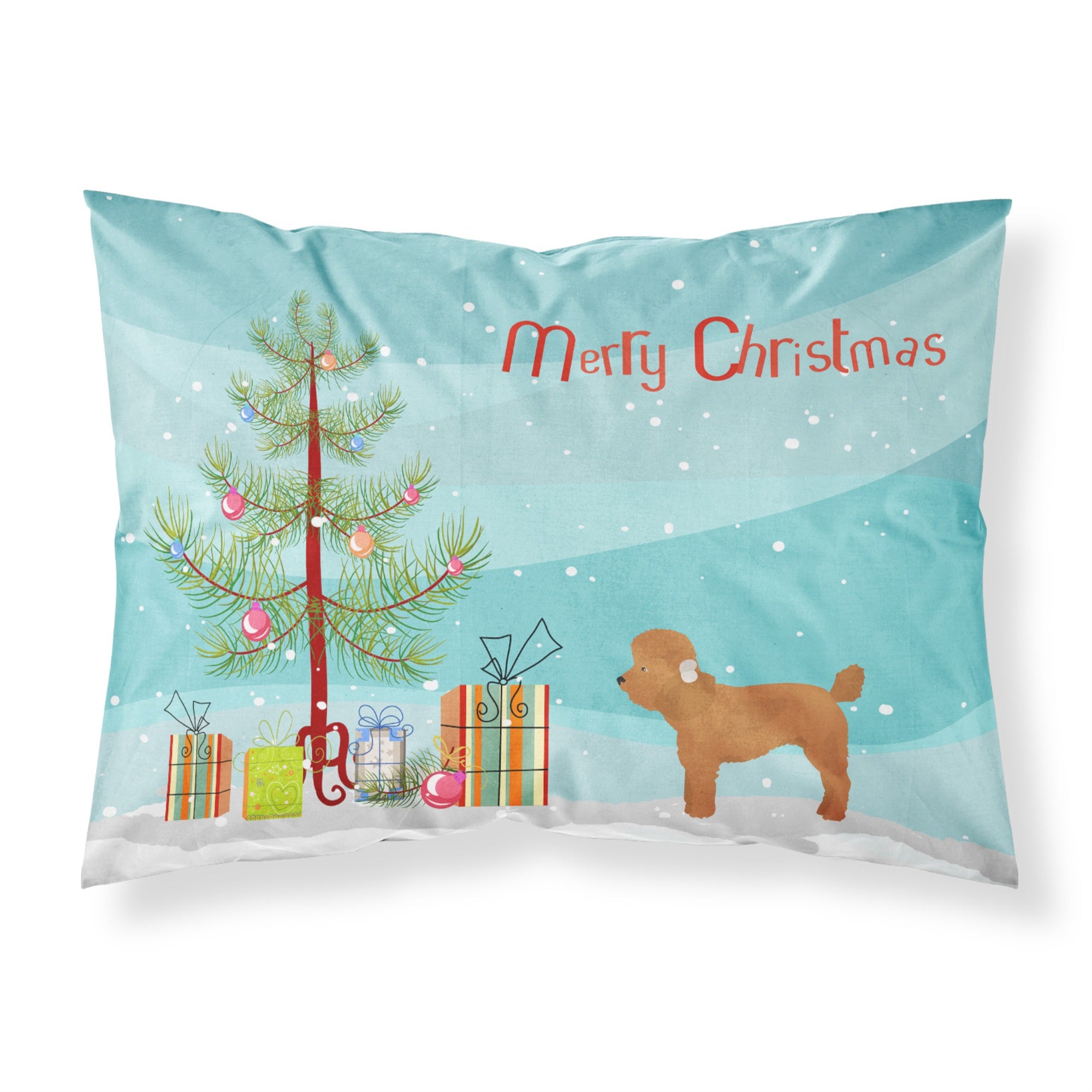 Caroline'S Treasures Toy Poodle Christmas Tree Fabric Standard Pillowcases, Multicolor