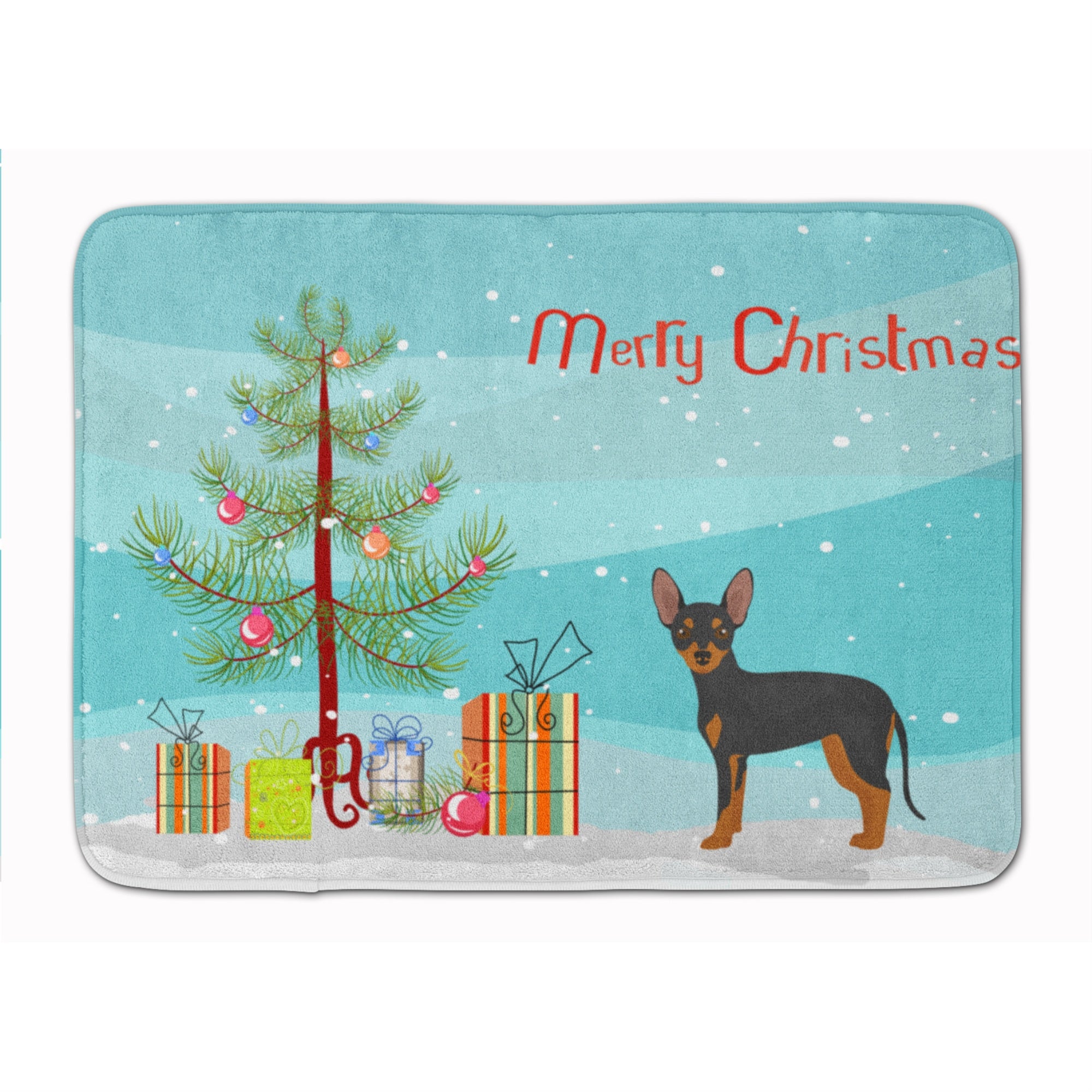Caroline'S Treasures Prague Ratter Christmas Tree Machine Washable Memory Foam Mat Doormats, Multicolor
