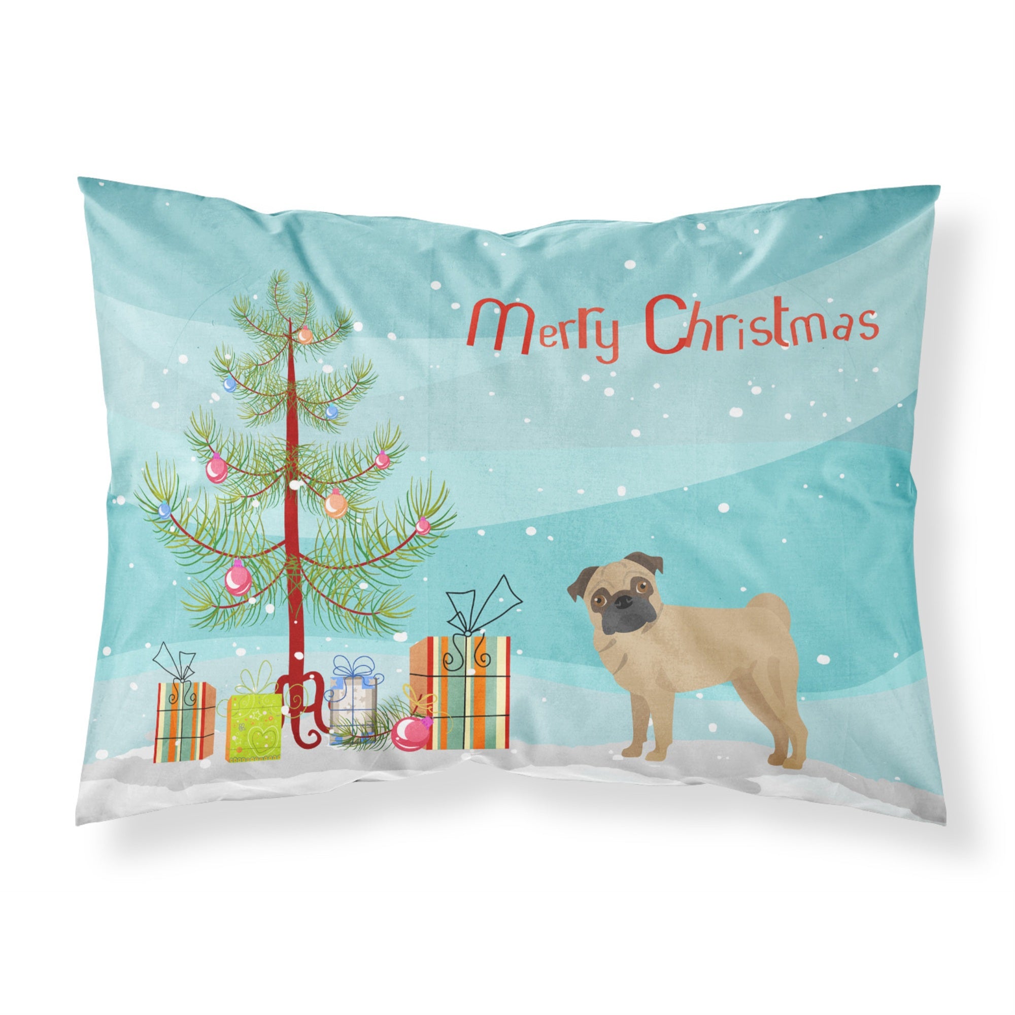 Caroline'S Treasures Pug Christmas Tree Fabric Standard Pillowcases, Multicolor