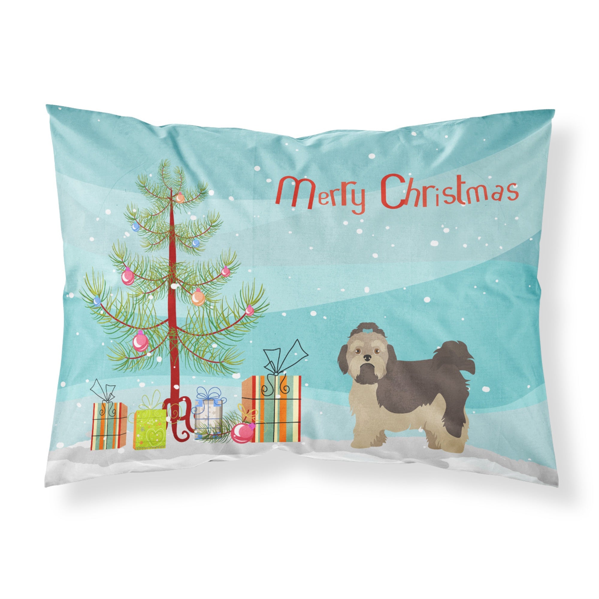 Caroline'S Treasures Russian Tsvetnaya Bolonka Lap Dog Christmas Tree Fabric Standard Pillowcases, Multicolor
