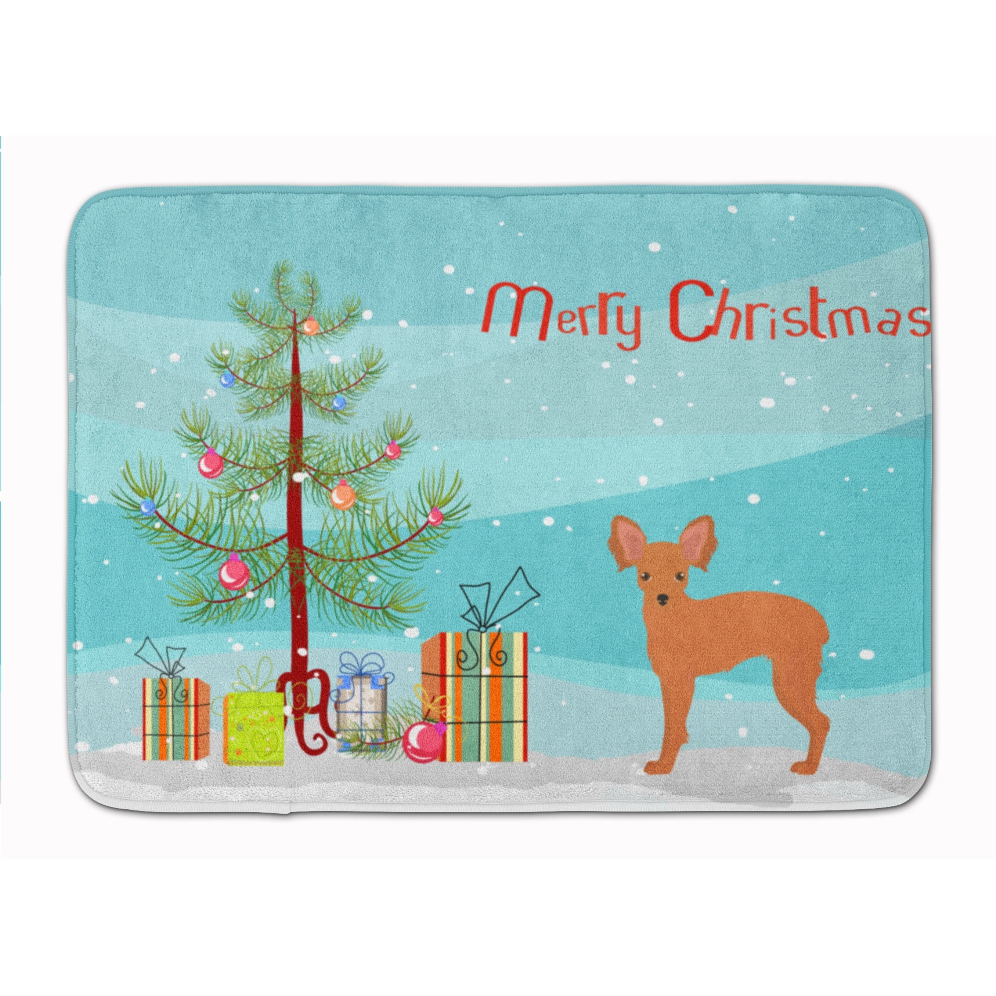 Caroline'S Treasures Russkiy Russian Toy Terrier Christmas Tree Machine Washable Memory Foam Mat Doormats, Multicolor