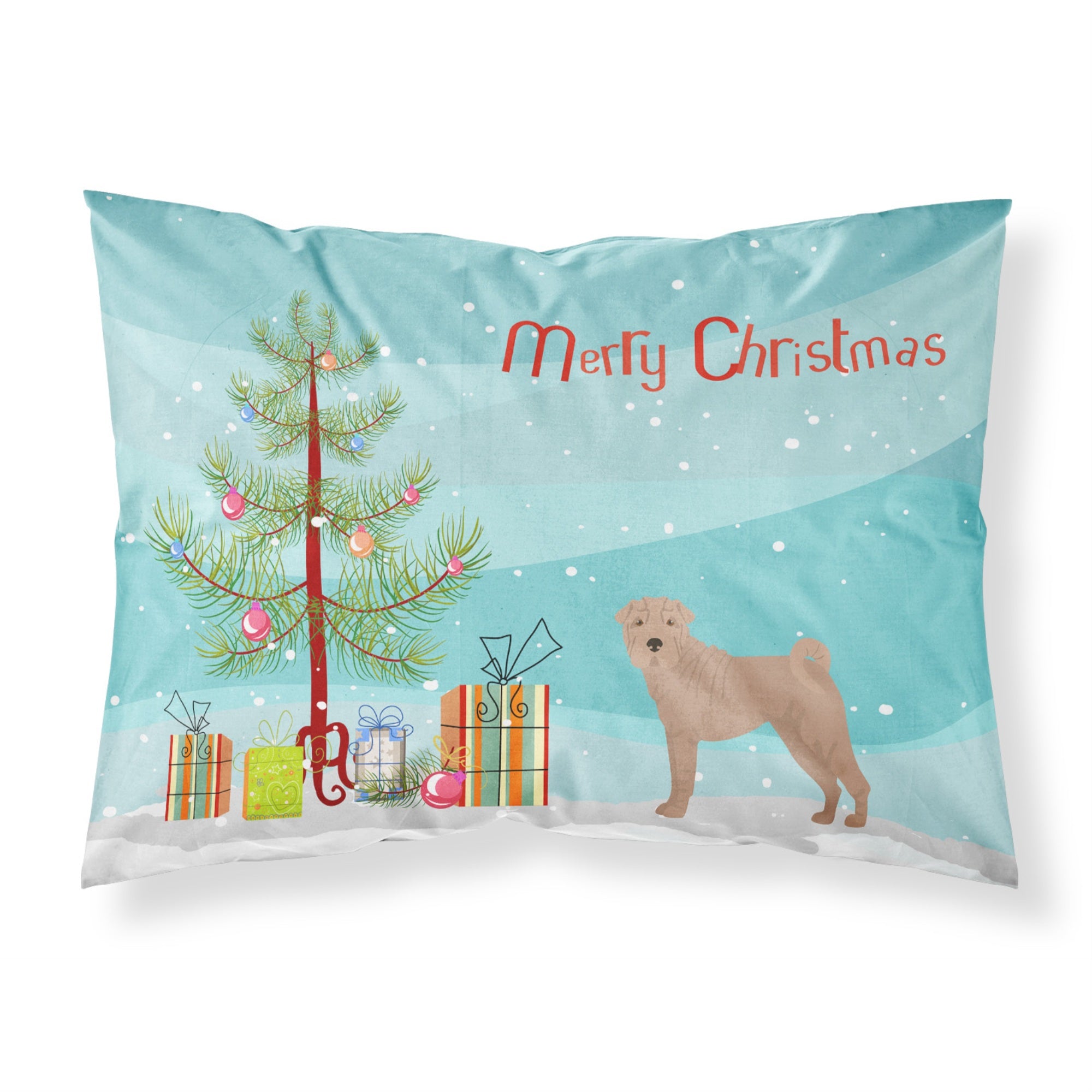 Caroline'S Treasures Shar Pei Christmas Tree Fabric Standard Pillowcases, Multicolor