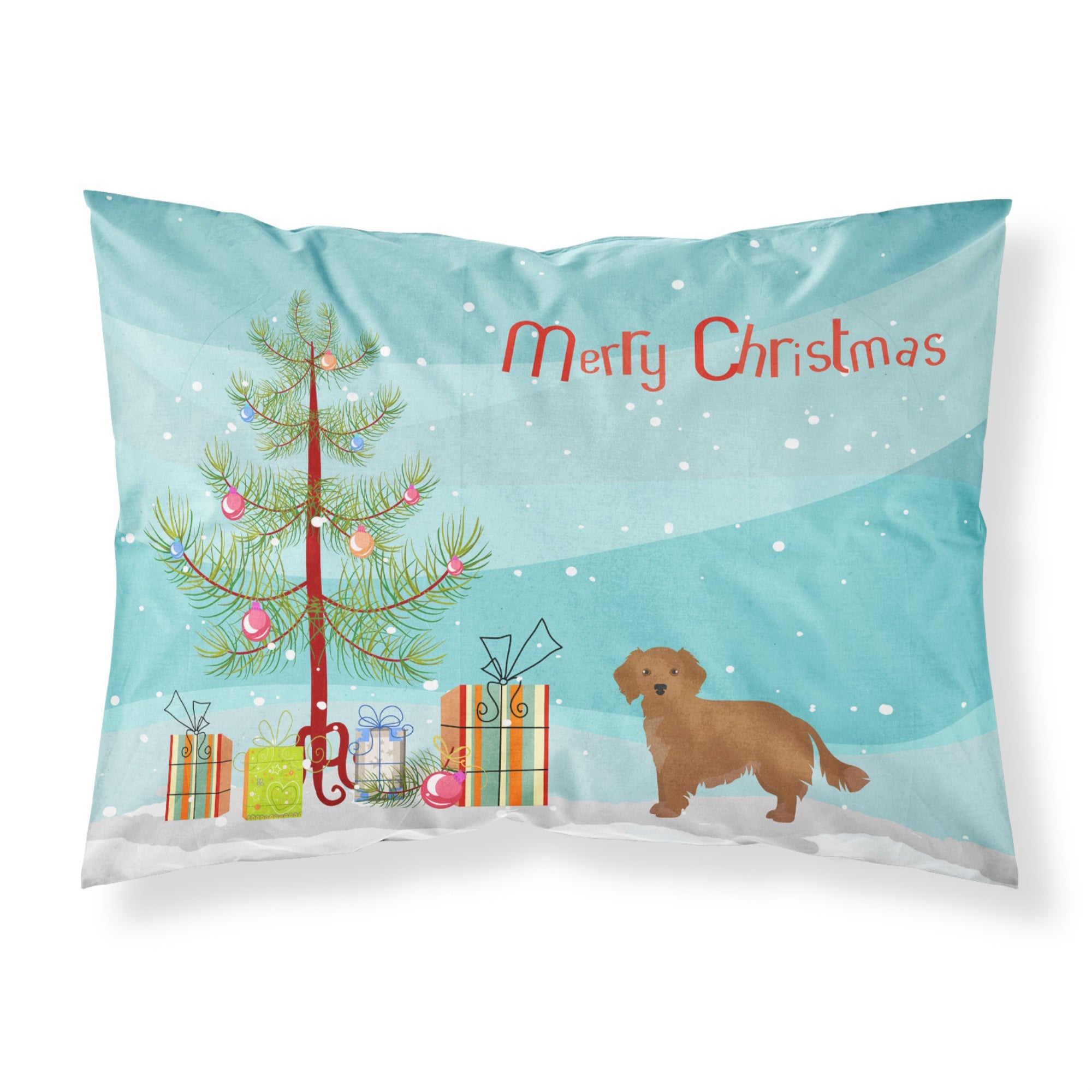Caroline'S Treasures Small Greek Domestic Dog Kokoni Christmas Tree Fabric Standard Pillowcases, Multicolor