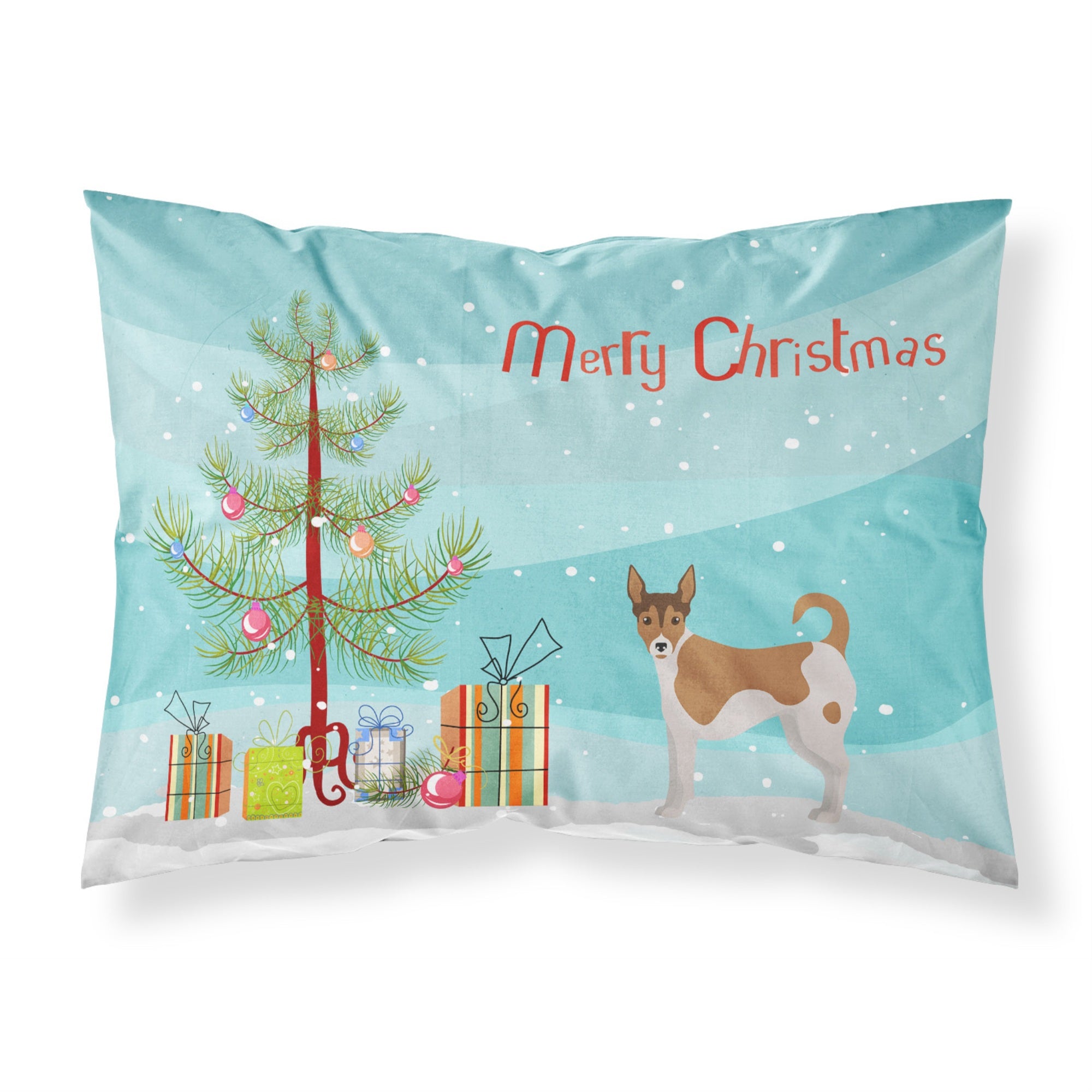 Caroline'S Treasures Tenterfield Terrier Christmas Tree Fabric Standard Pillowcases, Multicolor