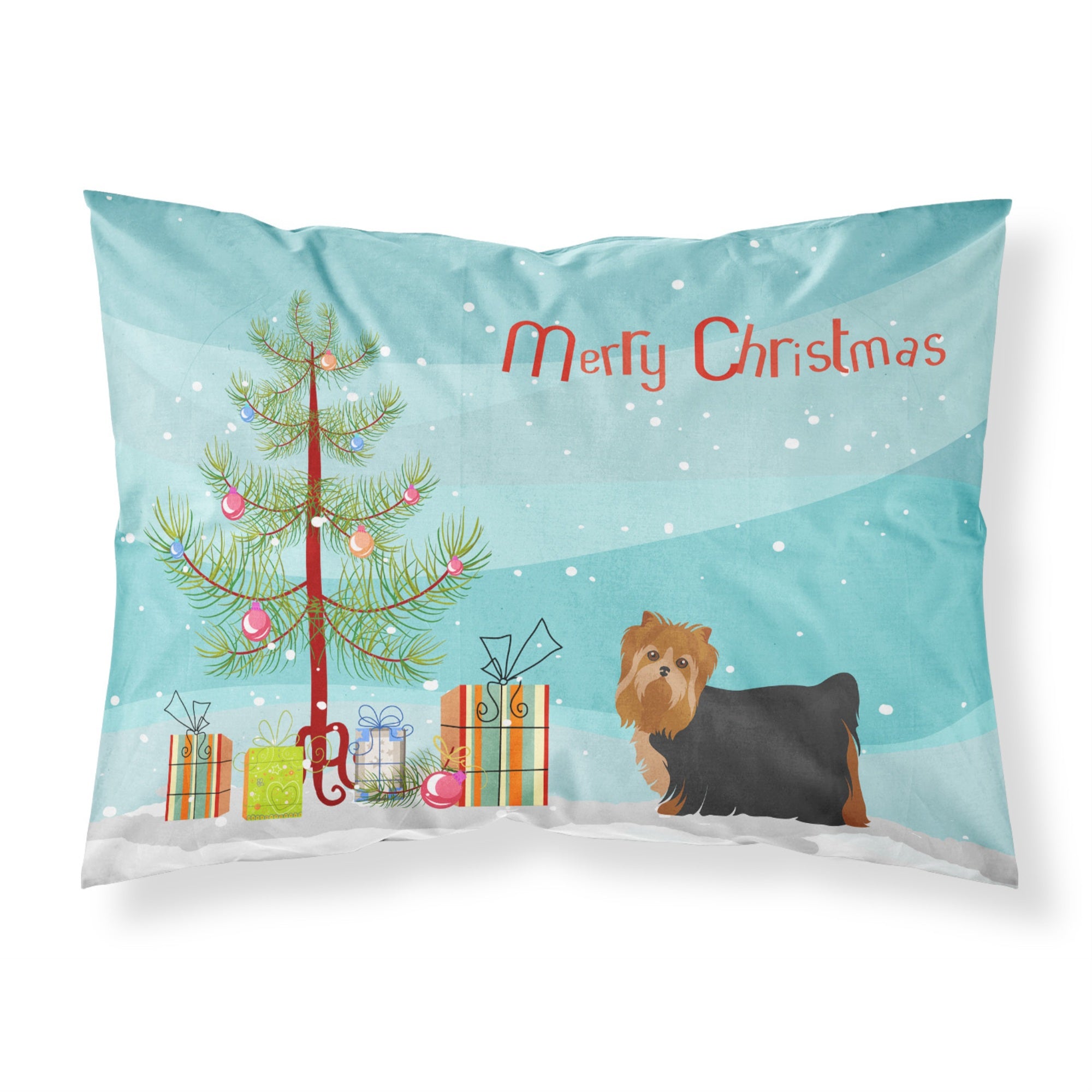 Caroline'S Treasures Yorkshire Terrier Christmas Tree Fabric Standard Pillowcases, Multicolor