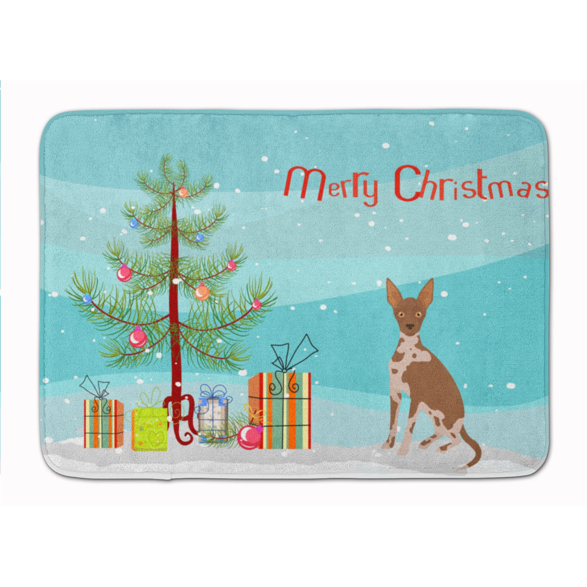 Caroline'S Treasures Tan Abyssinian Or African Hairless Dog Christmas Tree Machine Washable Memory Foam Mat Doormats, Multicol