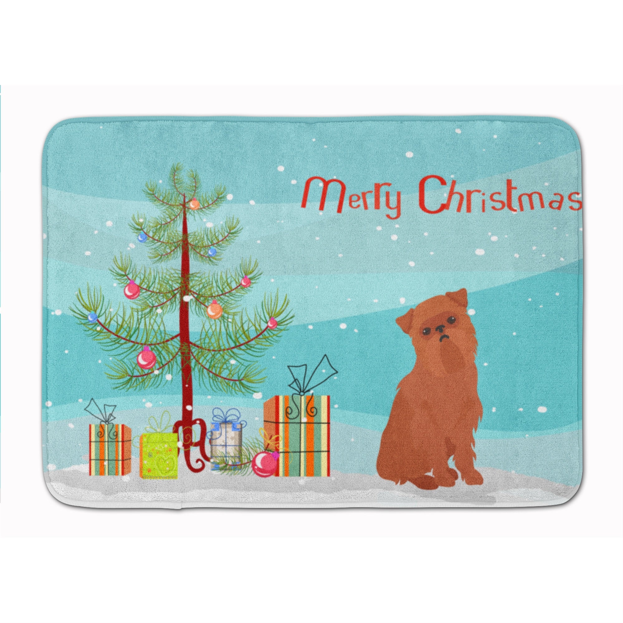 Caroline'S Treasures Brussels Griffon Christmas Tree Machine Washable Memory Foam Mat Doormats, Multicolor