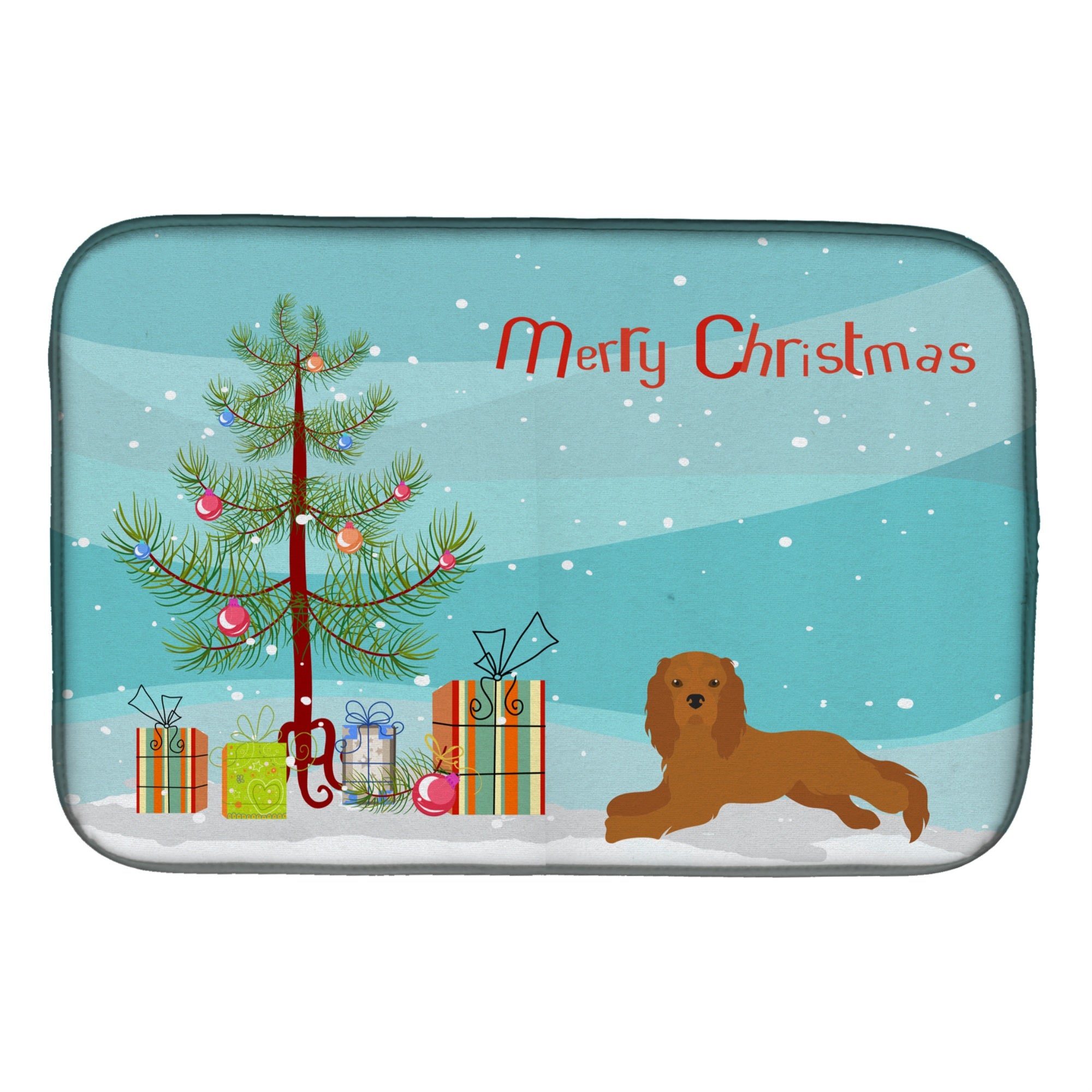 Caroline'S Treasures Ck3495Ddm Ruby Cavalier King Charles Spaniel Christmas Tree Dish-Drying-Mats, 14 X 21, Multicolor